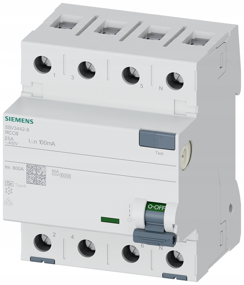 Proudový Spínač Rccb 4P 100mA 25A 400V Typ A Siemens 5SV3442-6