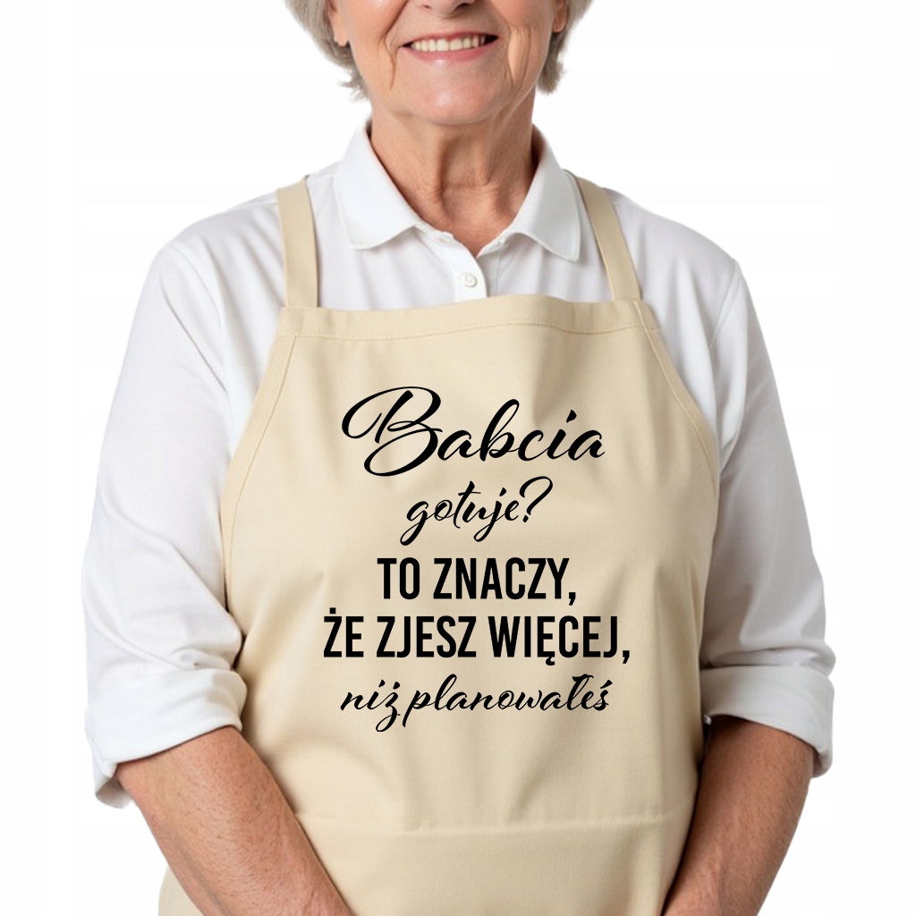 Kuchyňská zástěra Béžová Dárek k Vánocům pro babičku Vaří?