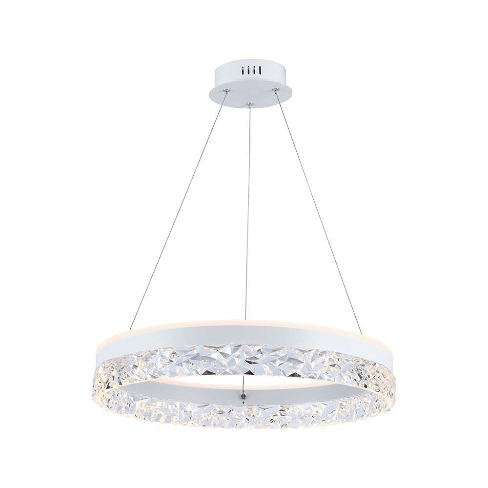 Závesná Led krištáľová biela moderná okrúhla lampa 50 cm glamour V-tac