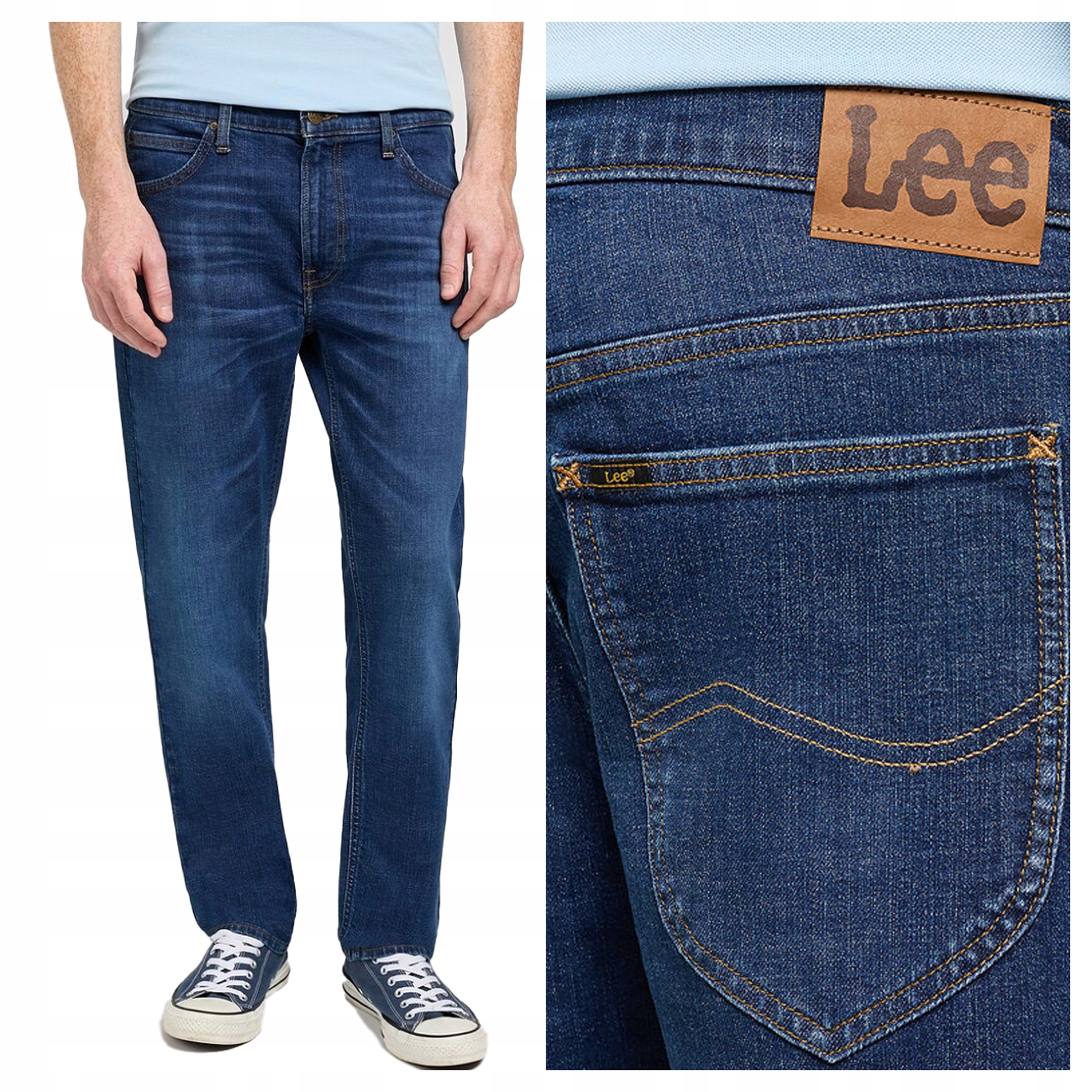 Pánské kalhoty Lee Daren Zip Fly Jeansové Regular Fit Modré W33 L34