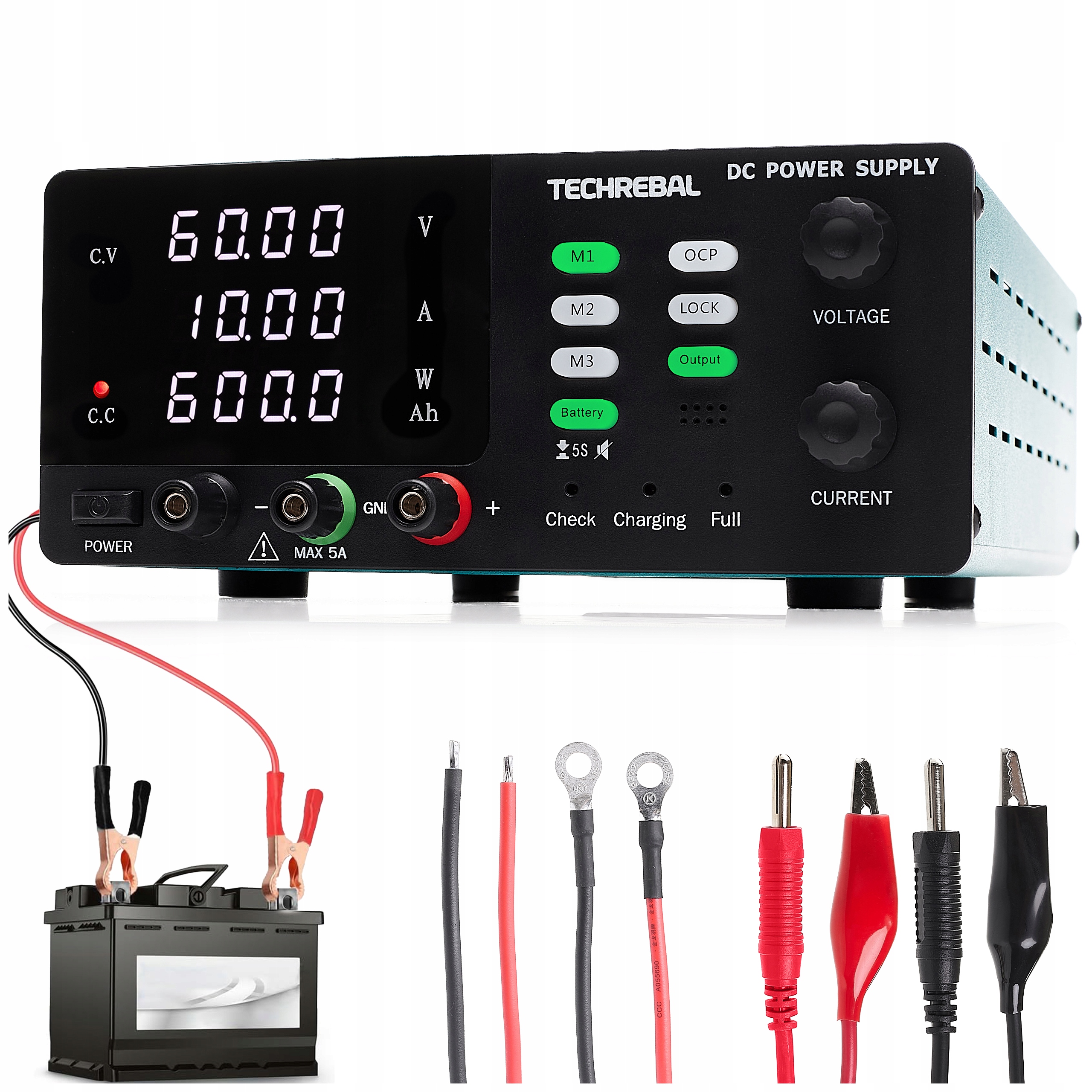 Laboratorní napájecí zdroj 60V 10A 600W Techrebal pro nabíjení Li-Ion akumulátorů