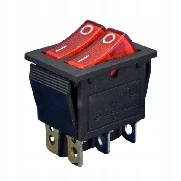 

Przełącznik kołyskowy KCD3 czerwony On/off 6 Pin