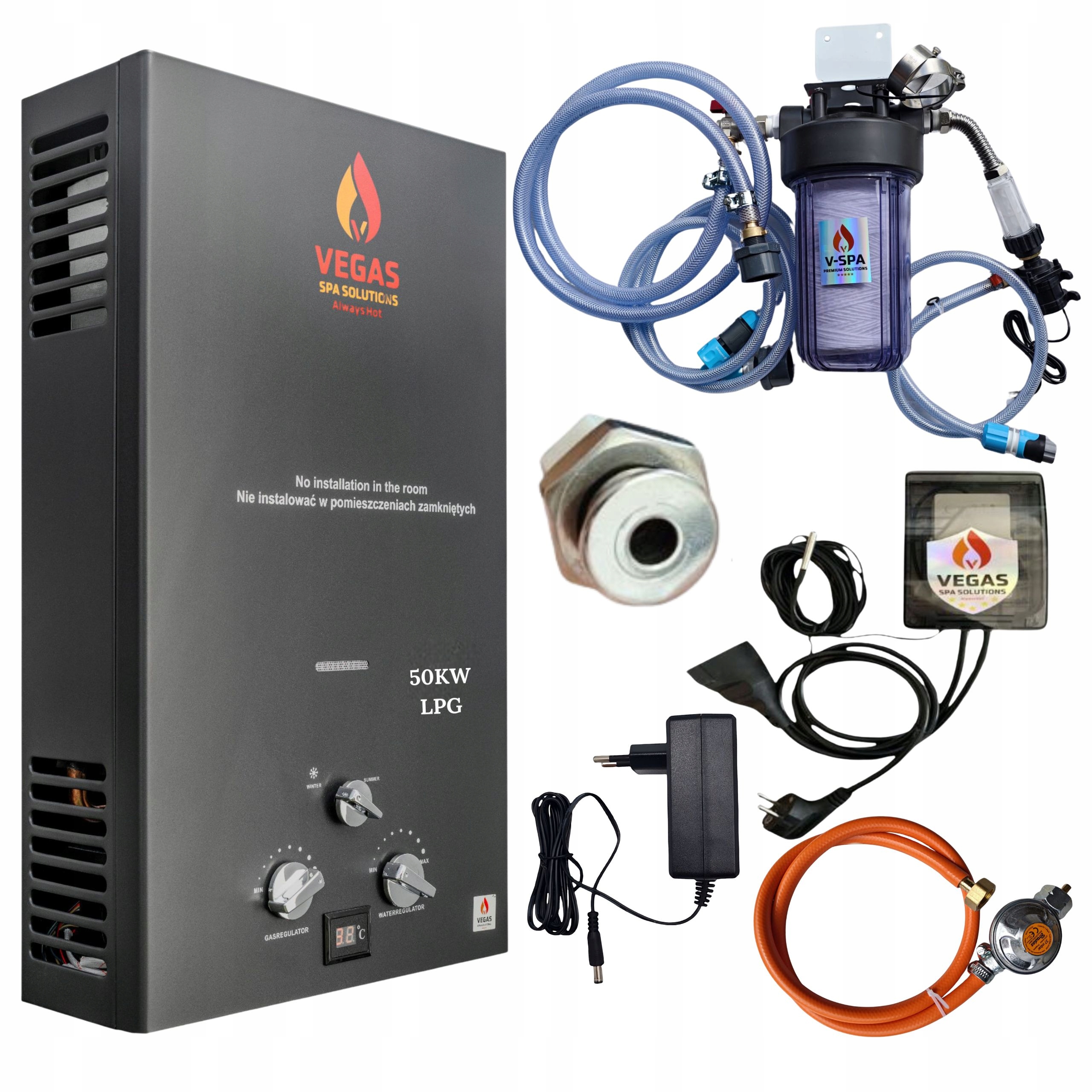 Ohrievač propán-butánu a záhradnej vane Spa 50 kW z dreva na plyn