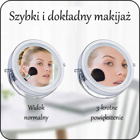 MAŁE PODŚWIETLANE LUSTRO POWIĘKSZAJĄCE DO MAKIJAŻU LED LUSTERKO DO SYPIALNI Marka inna marka