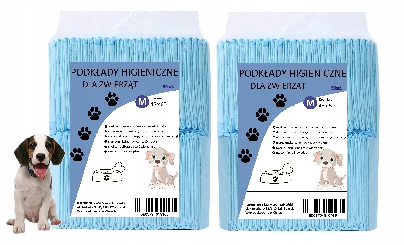 

Podkłady maty nauka Dla Psa 45x60 100szt I168