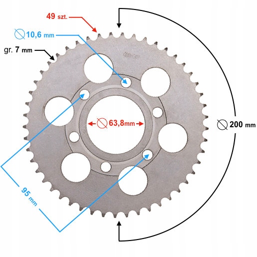 ZĘBATKA NAPĘDOWA tył tylna do Zipp Pro50 49/428 Producent Moretti