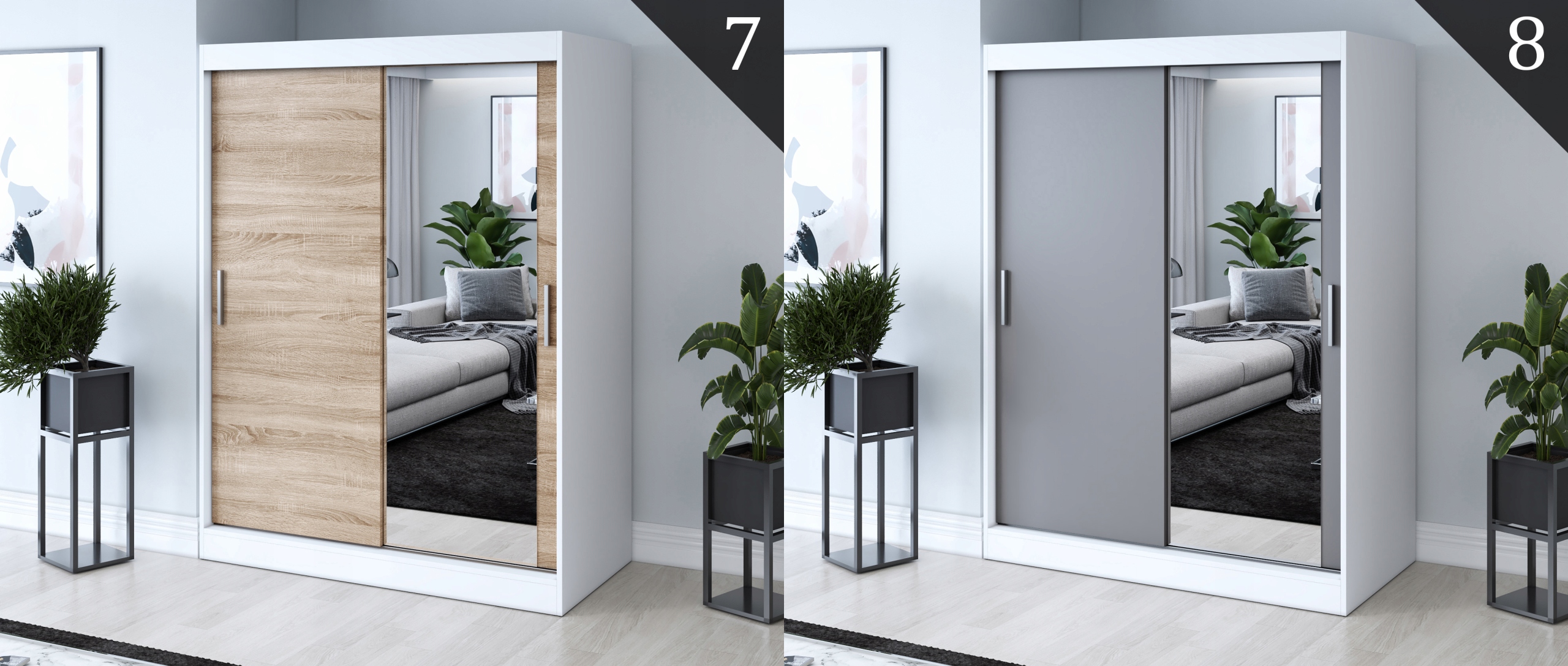 Szafa Przesuwna 150 ARTISAN Garderoba Lustro Głębokość mebla 60 cm