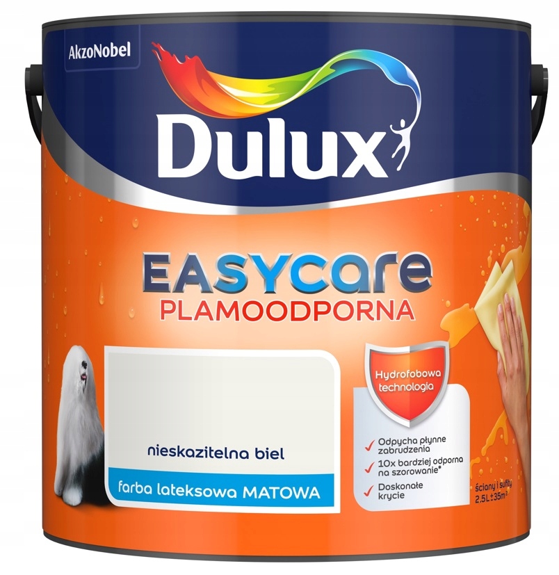 

Farba Dulux Easycare- nieskazitelna biel, 2.5l