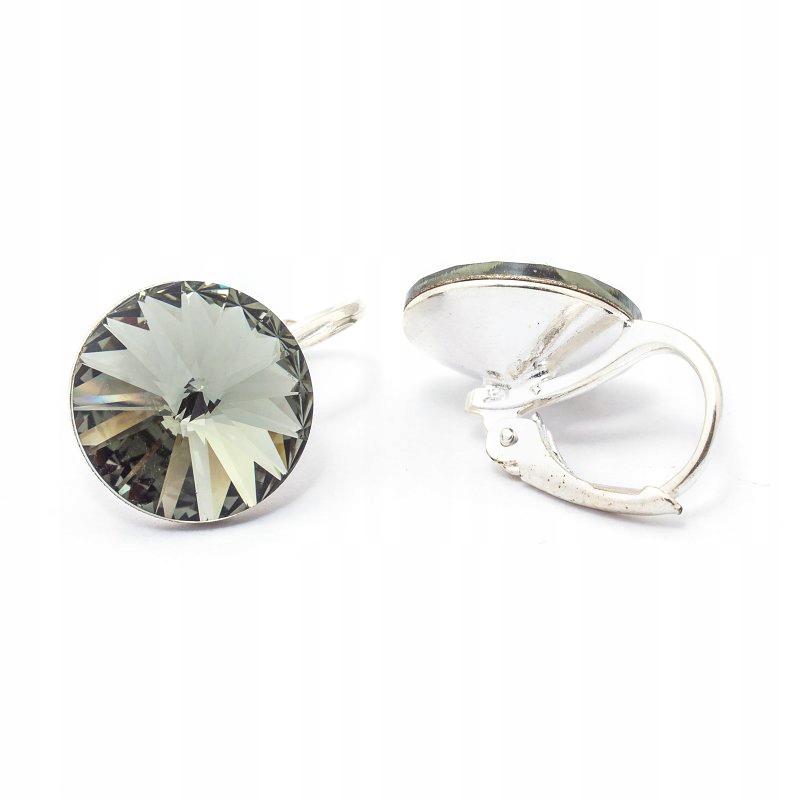 

Srebrne 925 kolczyki z kr. Swarovski Rivoli 12 Bd