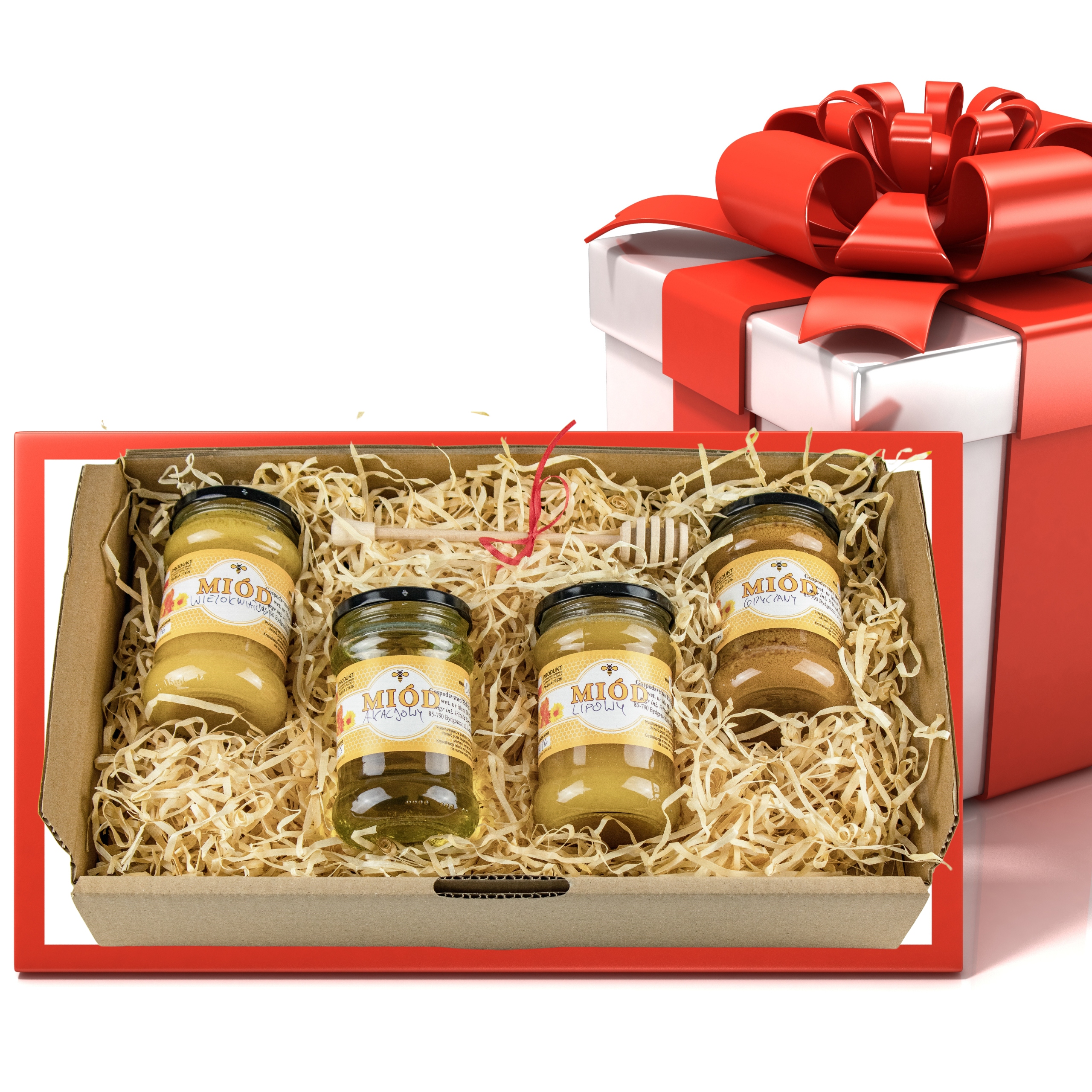 Levně Sada Dárek k medu 4x400g mnohokvětý, akát, lípa, pohanka