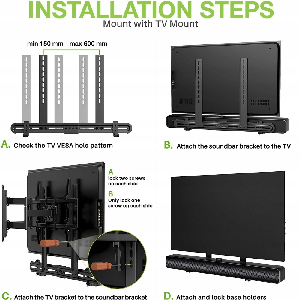Techly Wieszak Uchwyt do Głośnika Soundbar na VESA TV lub Ścienny Regulacja Model ICA-SP-SB06
