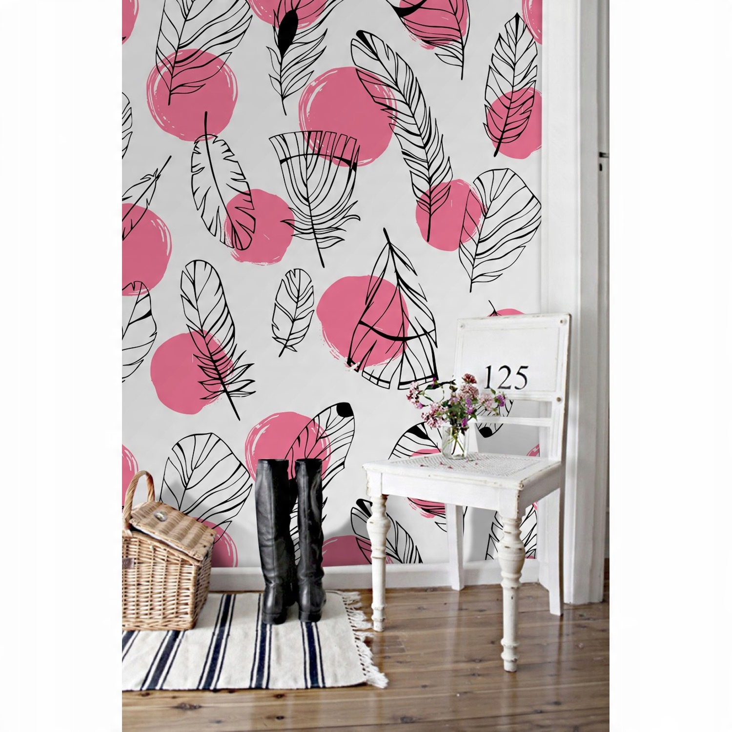 

Fototapeta flizelina Wzór z piórami 254x184 + klej