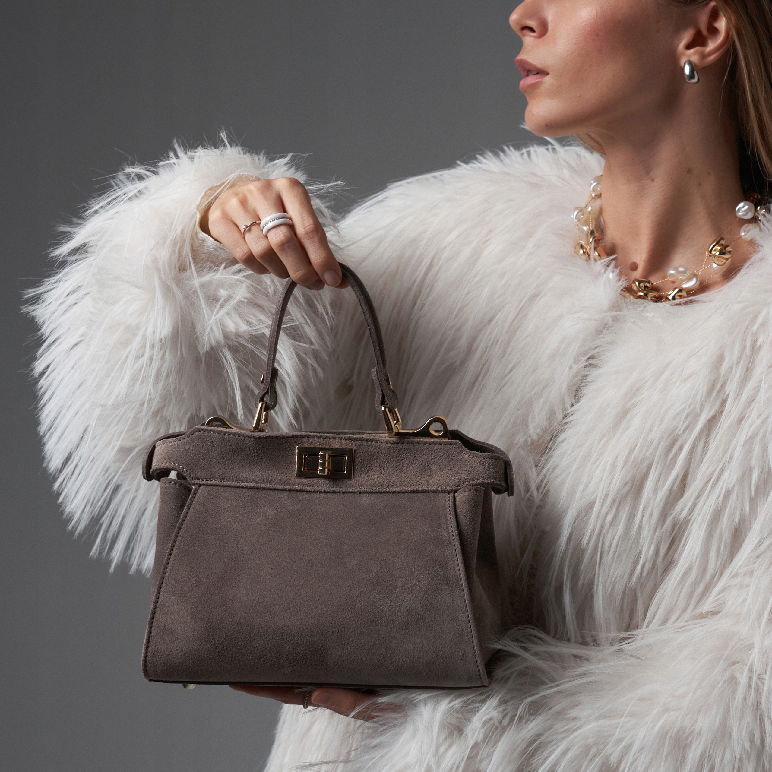 Dámská semišová kabelka Janina-M Cappuccino