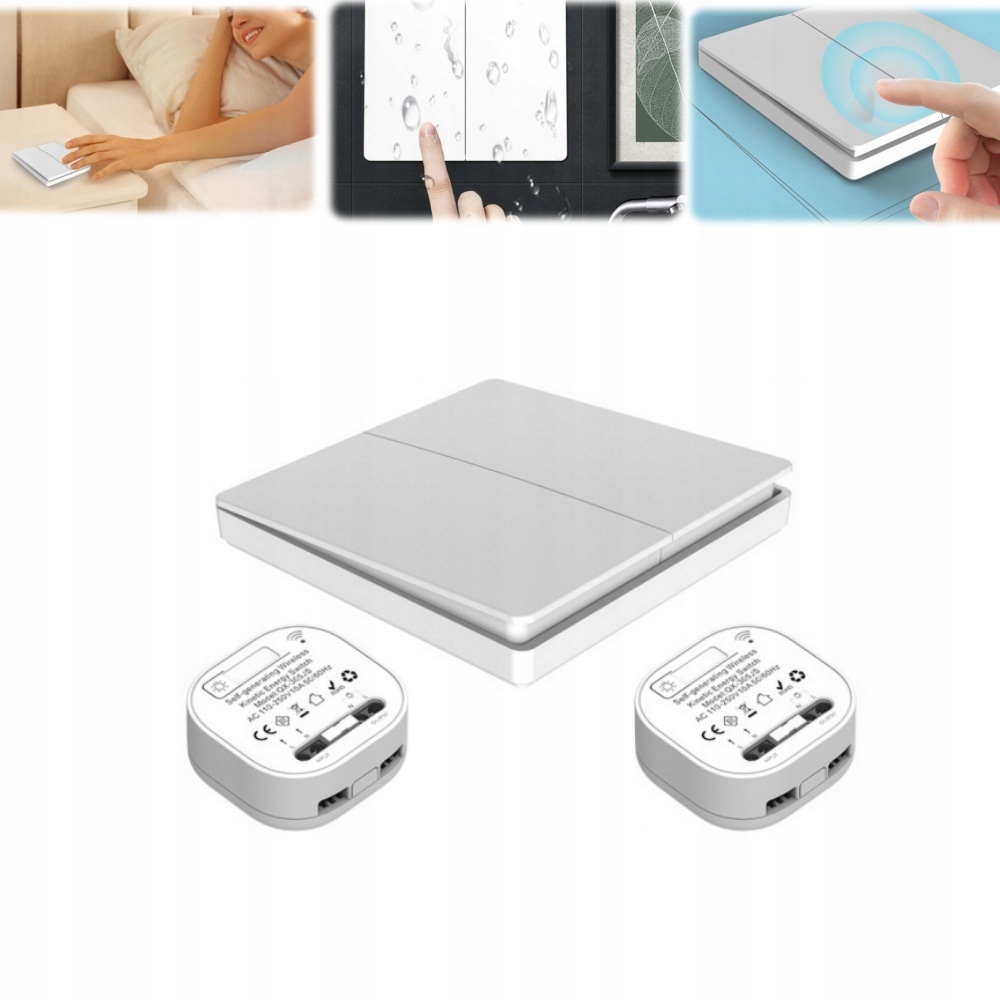 Bezbateriový bezdrátový spínač světel 1x vysílač 2x přijímač