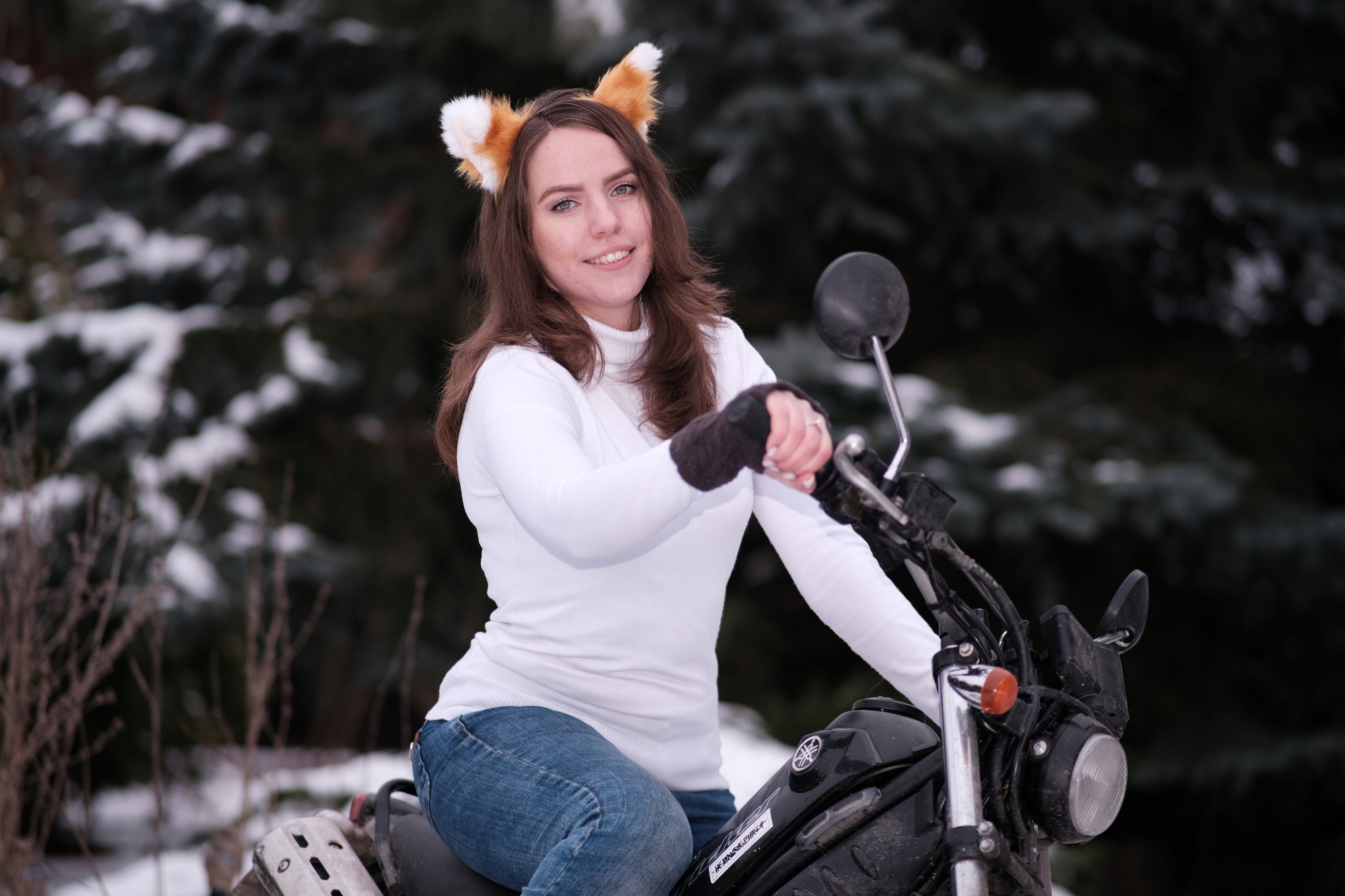 COSPLAY FURRY USZY USZKA NA OPASCE + ŁAPKI RĘKAWICZKI MITENKI LIS FUTRZAK Marka bez marki