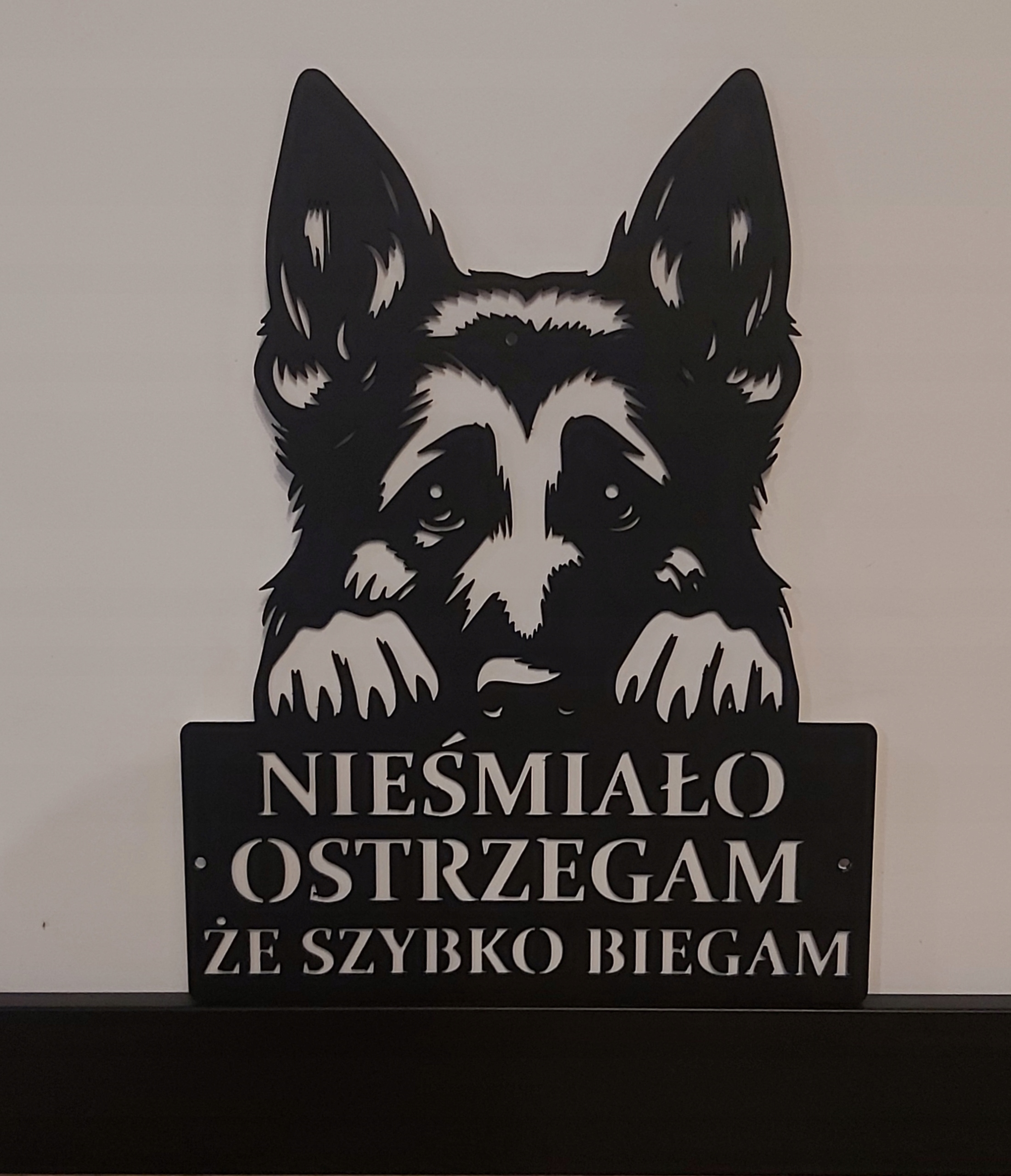 Podložka bílá Kovová Tabulka Pes na branku do Tabulky 40x30