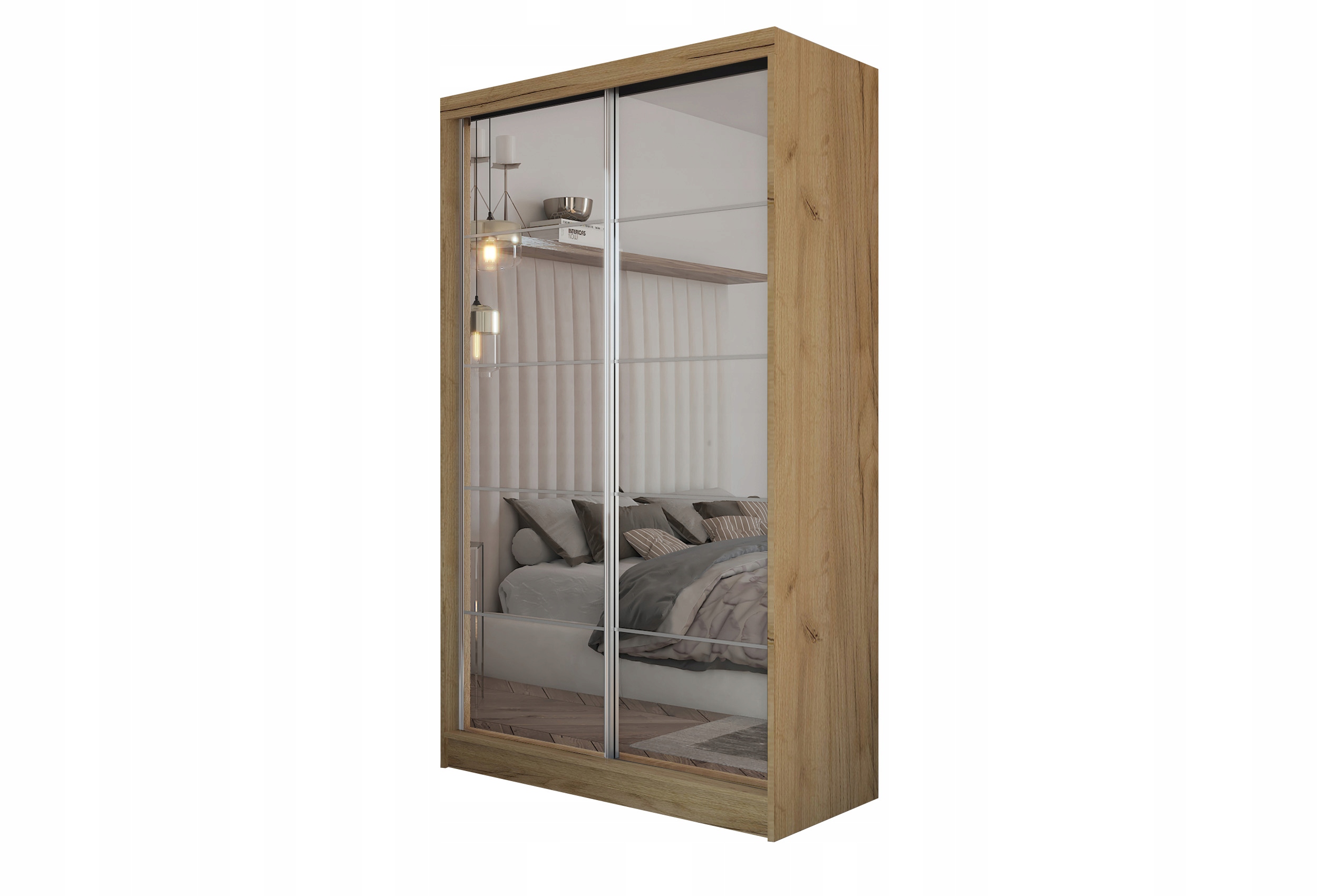 Skříň 120 cm se zrcadlem Skříň Dvoudveřová dub Artisan