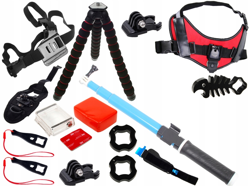 Wyprzedaż akcesoriów do GOPRO 3+ 4 5 6 7 8 9 10 11 12 - 14szt