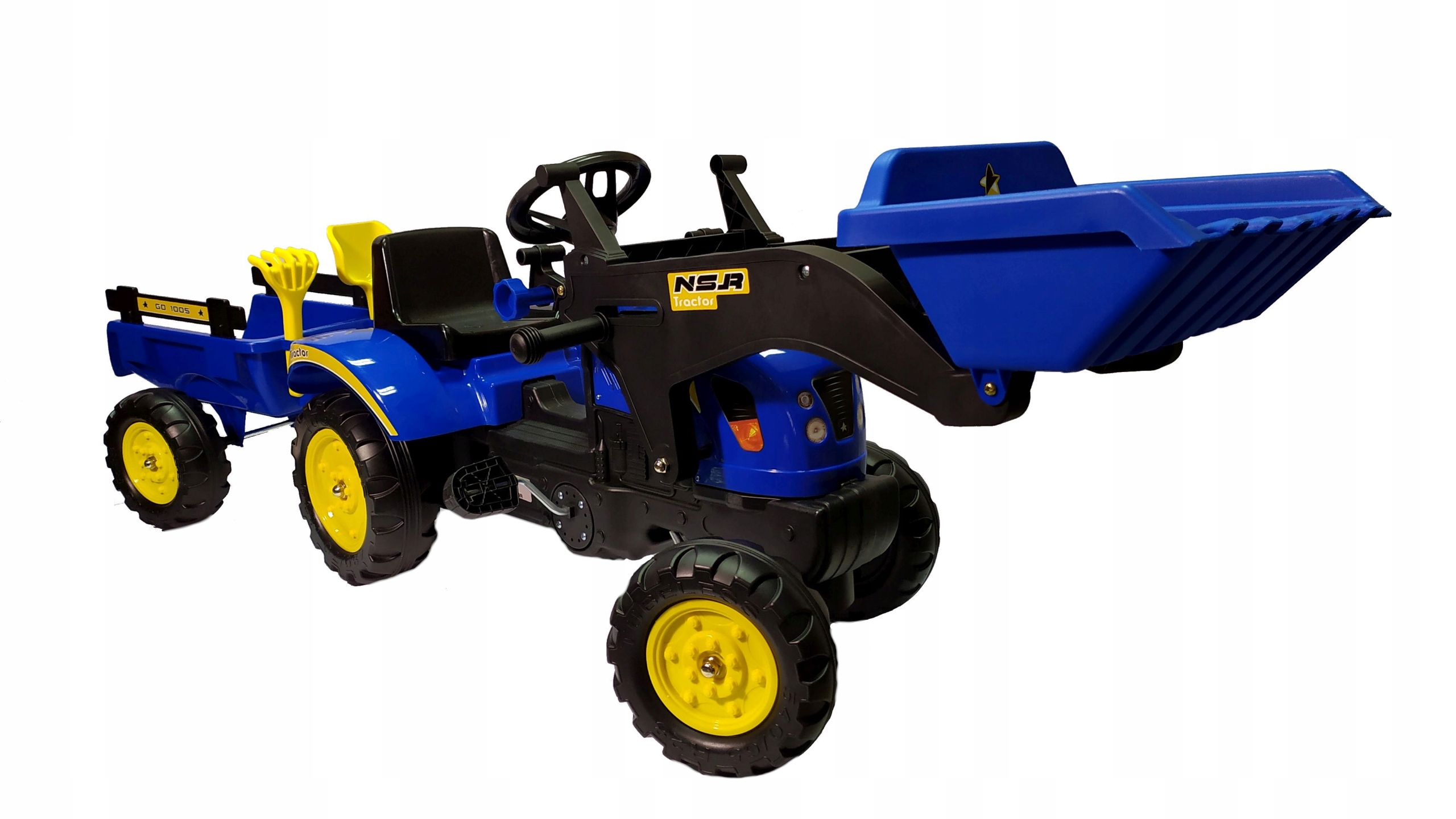 Traktor na pedały z przyczepą ładowaczem akcesoriami do piasku 167 cm