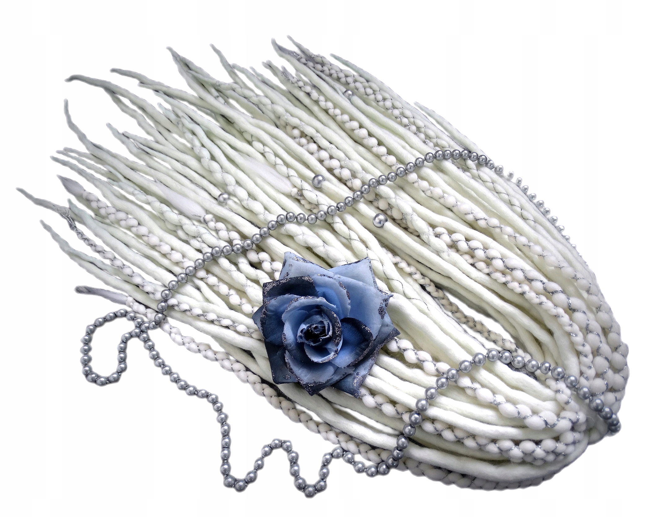 Dredloky Dredy Vlněné ručně vyráběné, bílé, Bílá Jemnost, 40 kusů