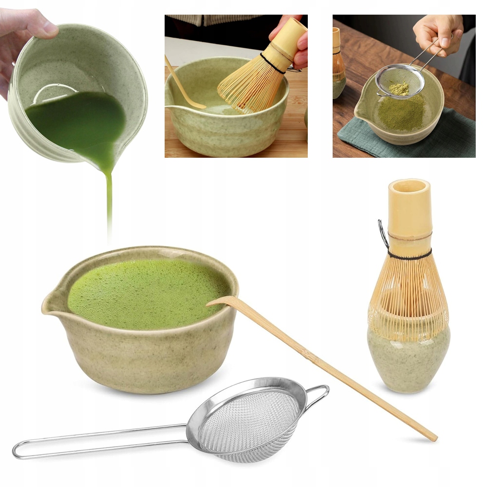 Zestaw Do Herbaty Matcha, Chasen, Chashaku, Miotełka, Podstawka Prezentowy