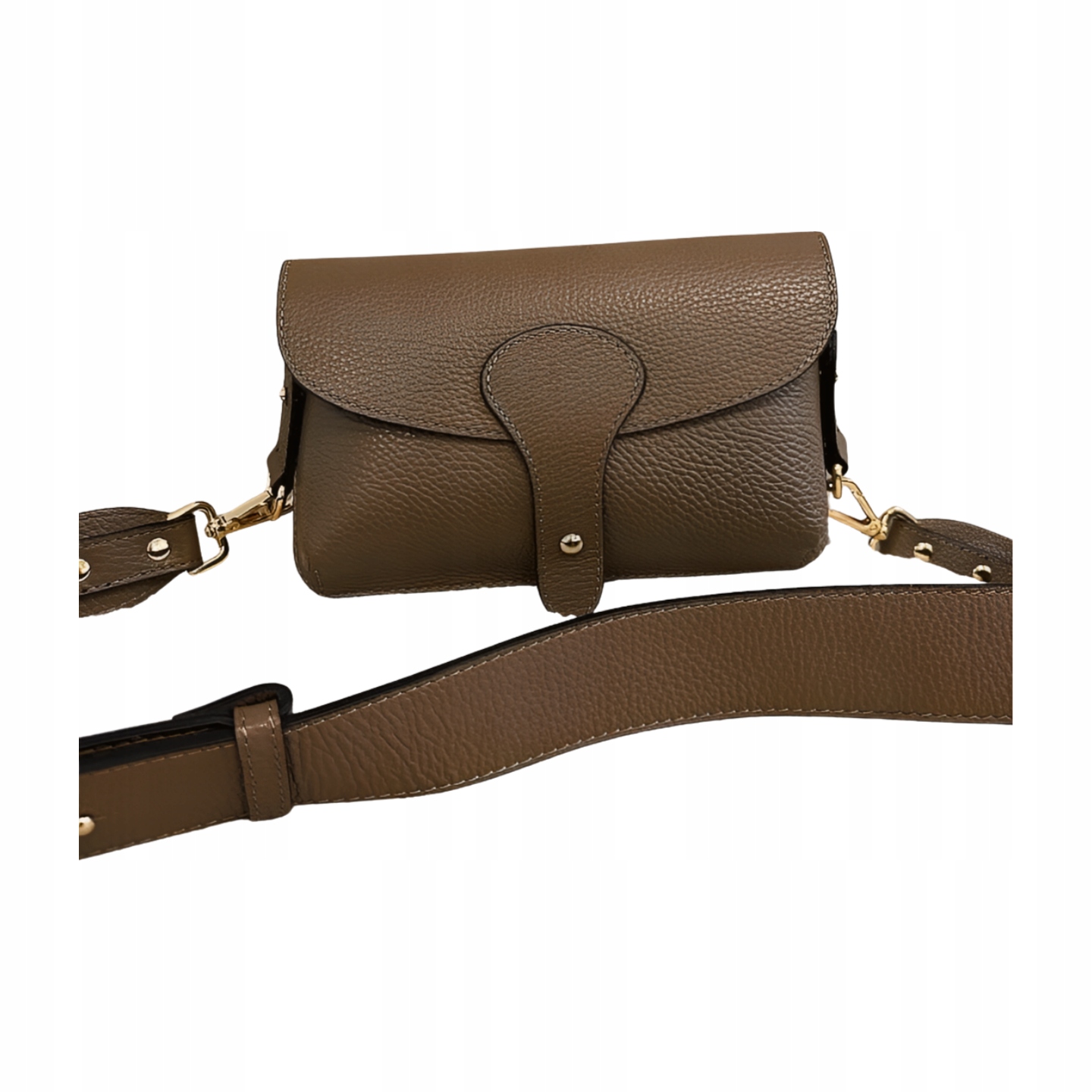 Laura Biaggi malá kabelka přes rameno kožená taupe s klopou