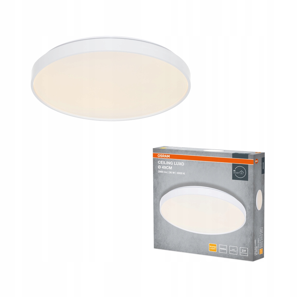 Stropné Svietidlo na omietku 36W 1980lm 3000K Okrúhle biele Luxo Osram