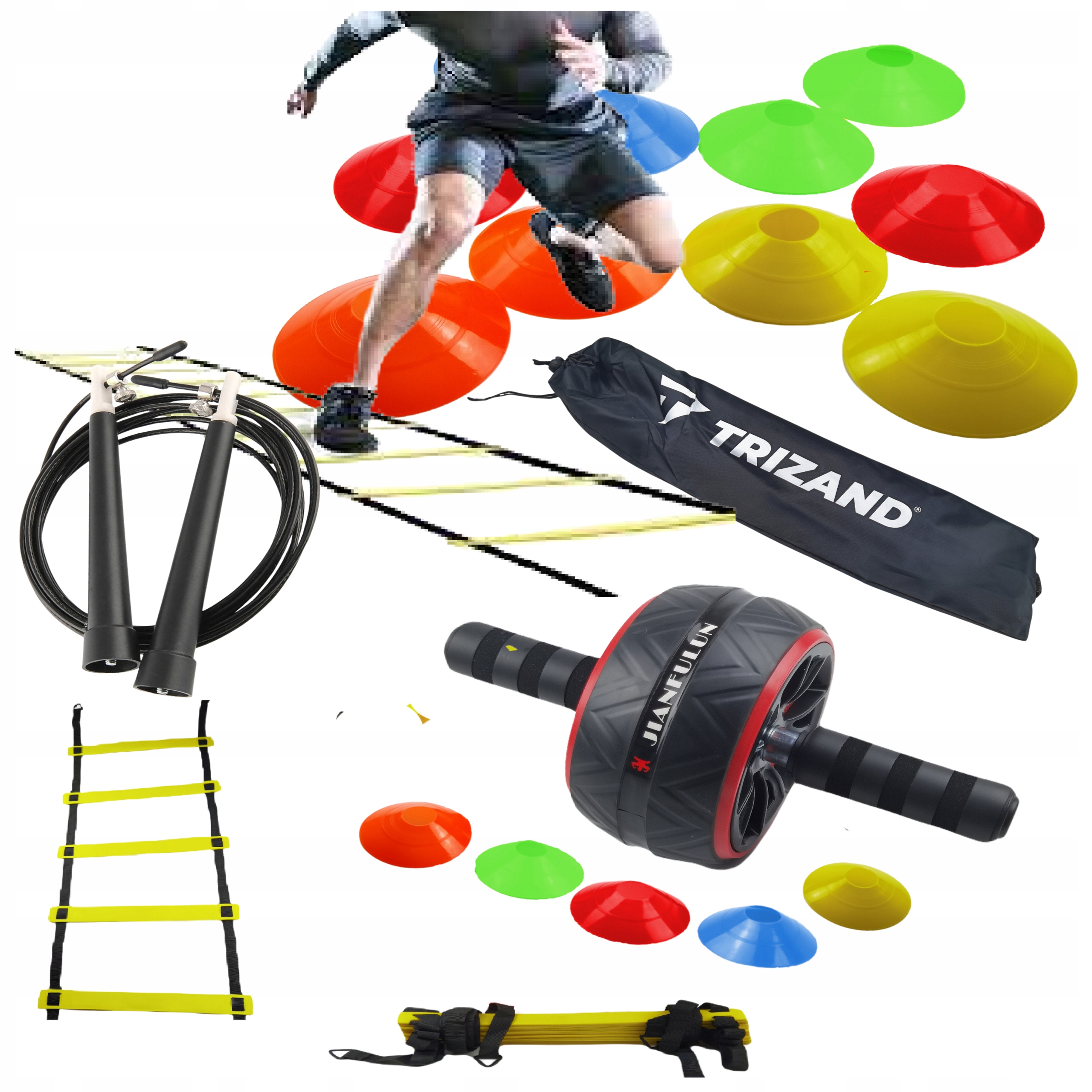 Piłkarski Drabinka Pachołki Skakanka Ab Wheel Drabinka Trening Koordynacja