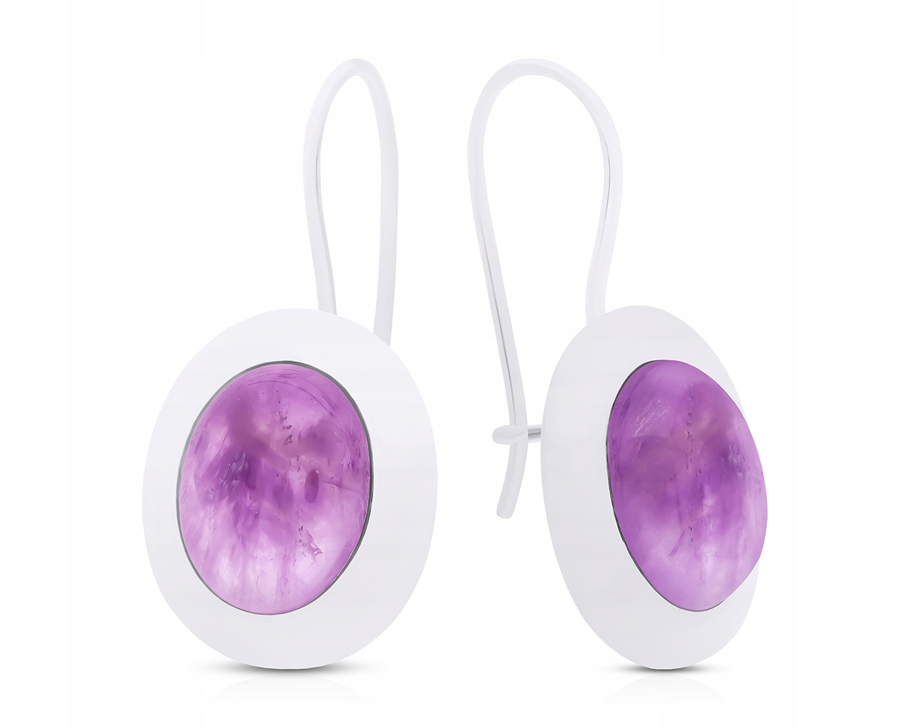 Kolczyki Srebrne Ametyst Naturalny Wiszące Dla Kobiet pr. 925