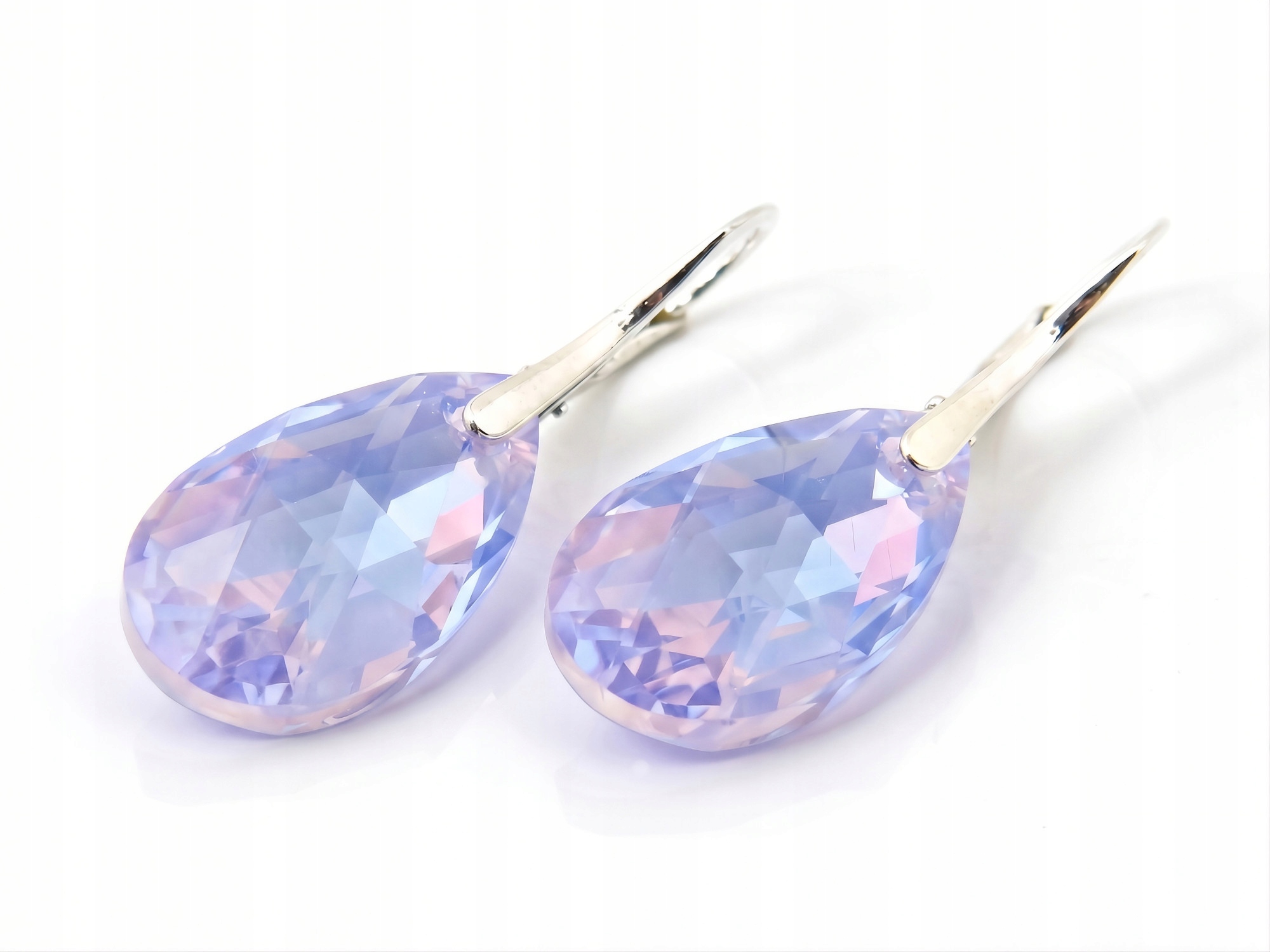 Stříbrné Náušnice 925 s krystaly Swarovski Mandle 22 Light Sapphire Shim