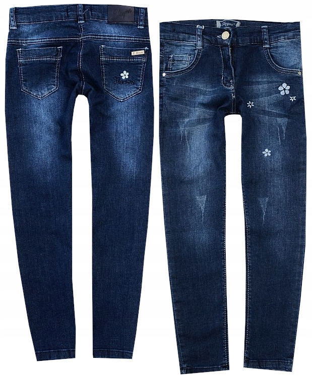 

Spodnie Jeansy Rurki Hafty Granat 12/13 J193F