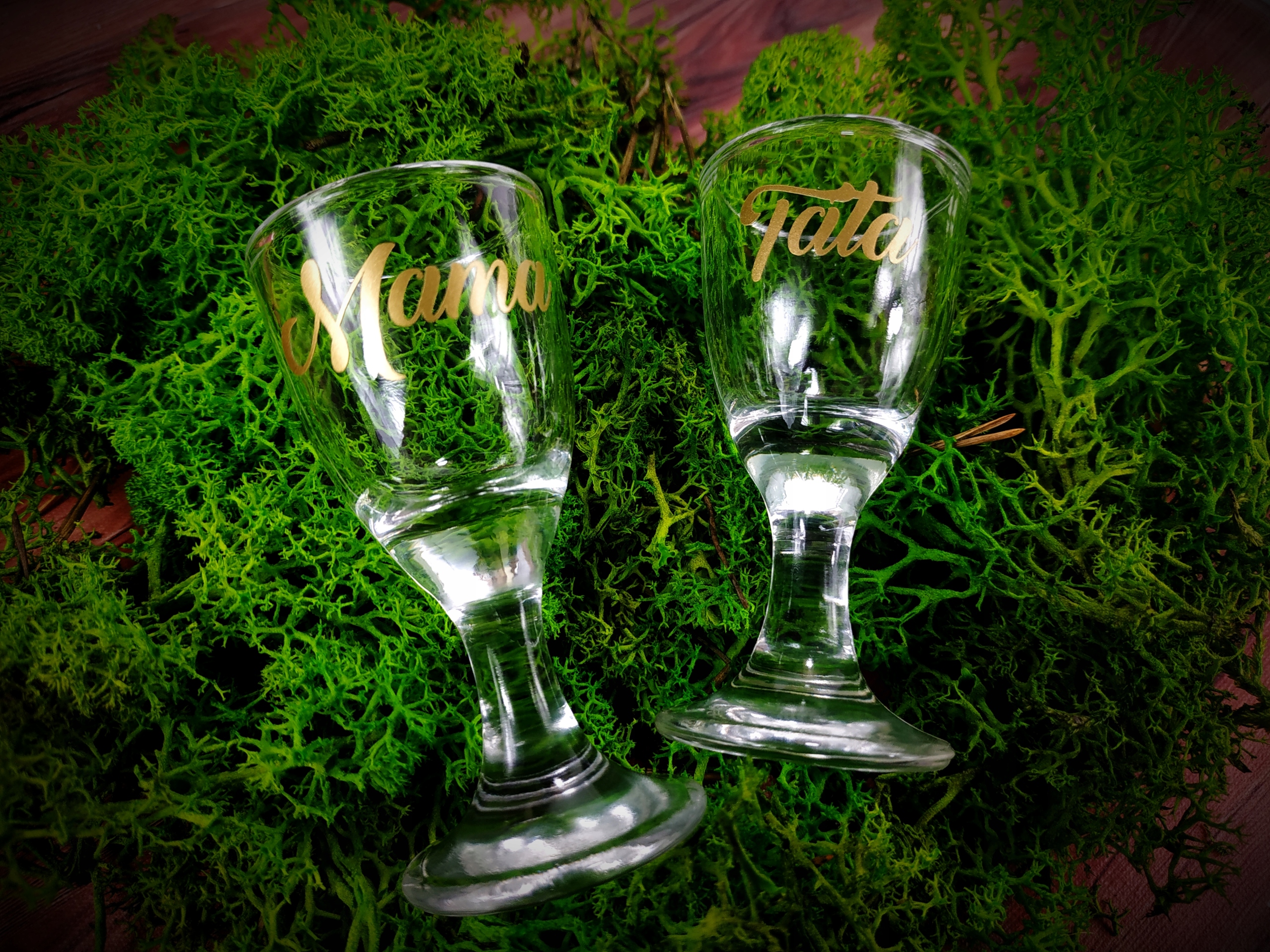 OSZUKANE KIELISZKI do wódki 15ml stopce ślub wesele MAMA TATA dla rodziców Marka inna