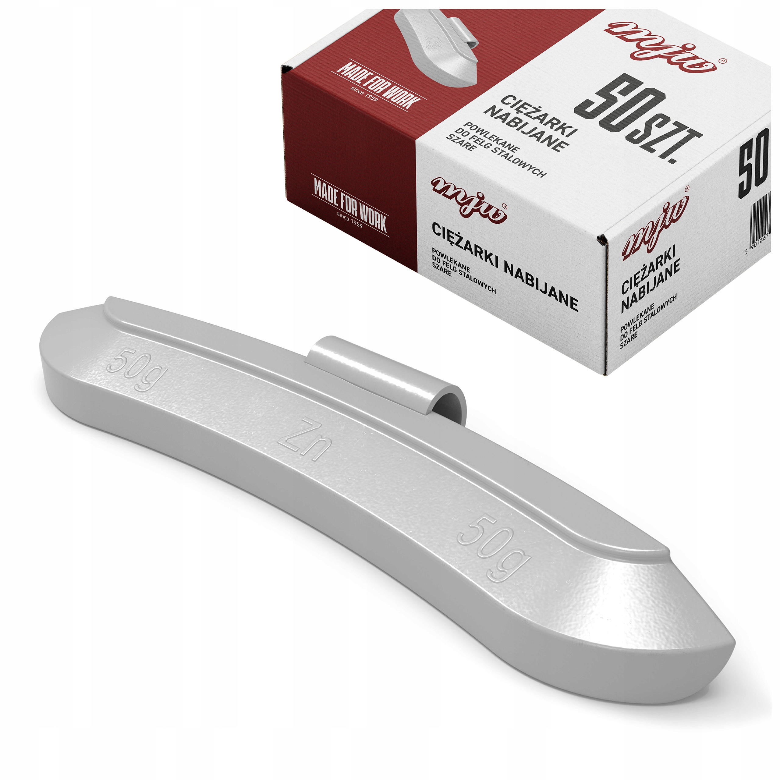 Nakládací závaží 50g pro ocelové ráfky 50 ks, potažené polyuretanem