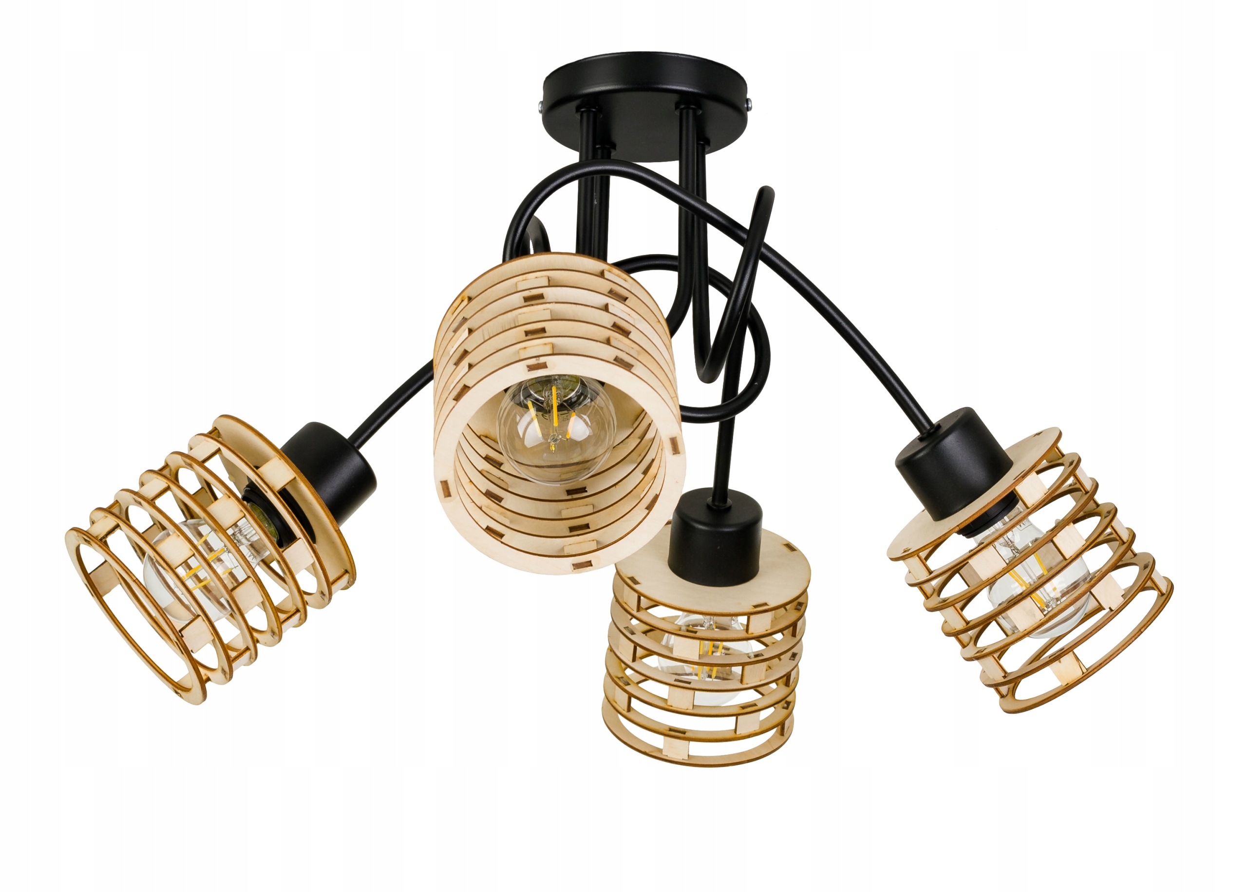 Stropní svítidlo závěsný lustr Loft dřevo na E27