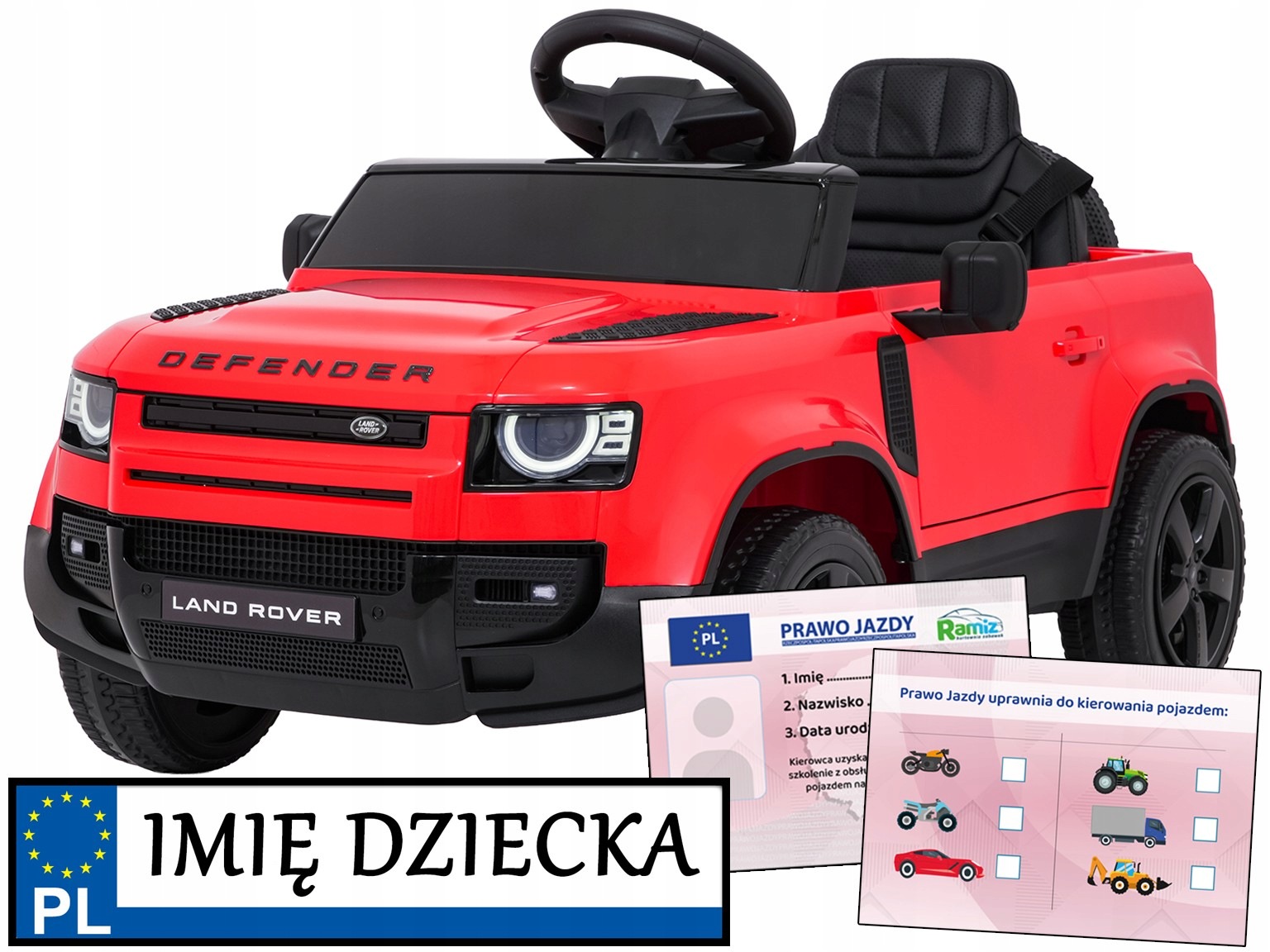 jeździk elektryczny dla dziecka Land Rover Defender pilot miękkie koła