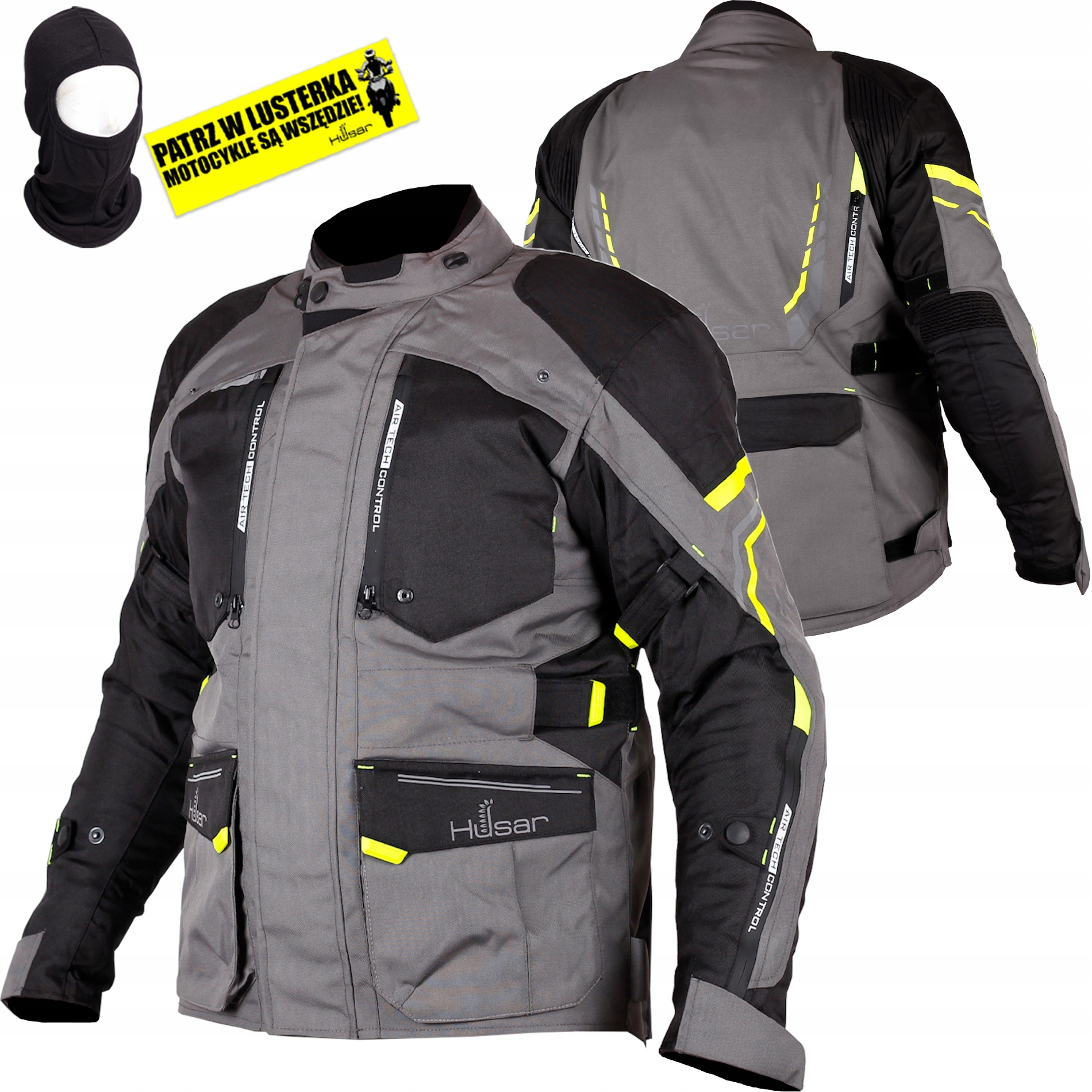 Turistická motocyklová bunda Husar Adventure textilní, šedá, 3-vrstvá