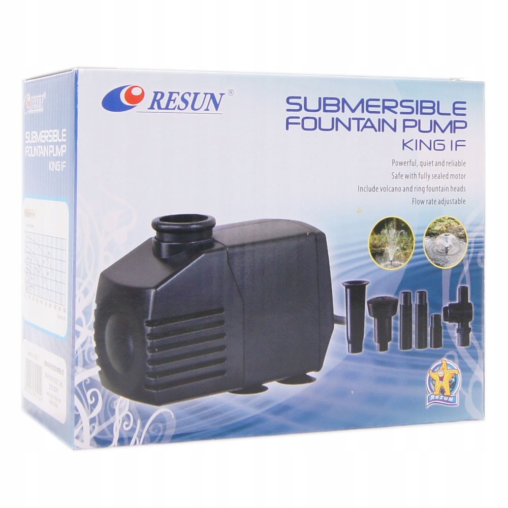 MINI ZESTAW FONTANNOWY 380L/H 5W DO MAŁEGO OCZKA Kod producenta Resun Pompa King 1F 380l/h