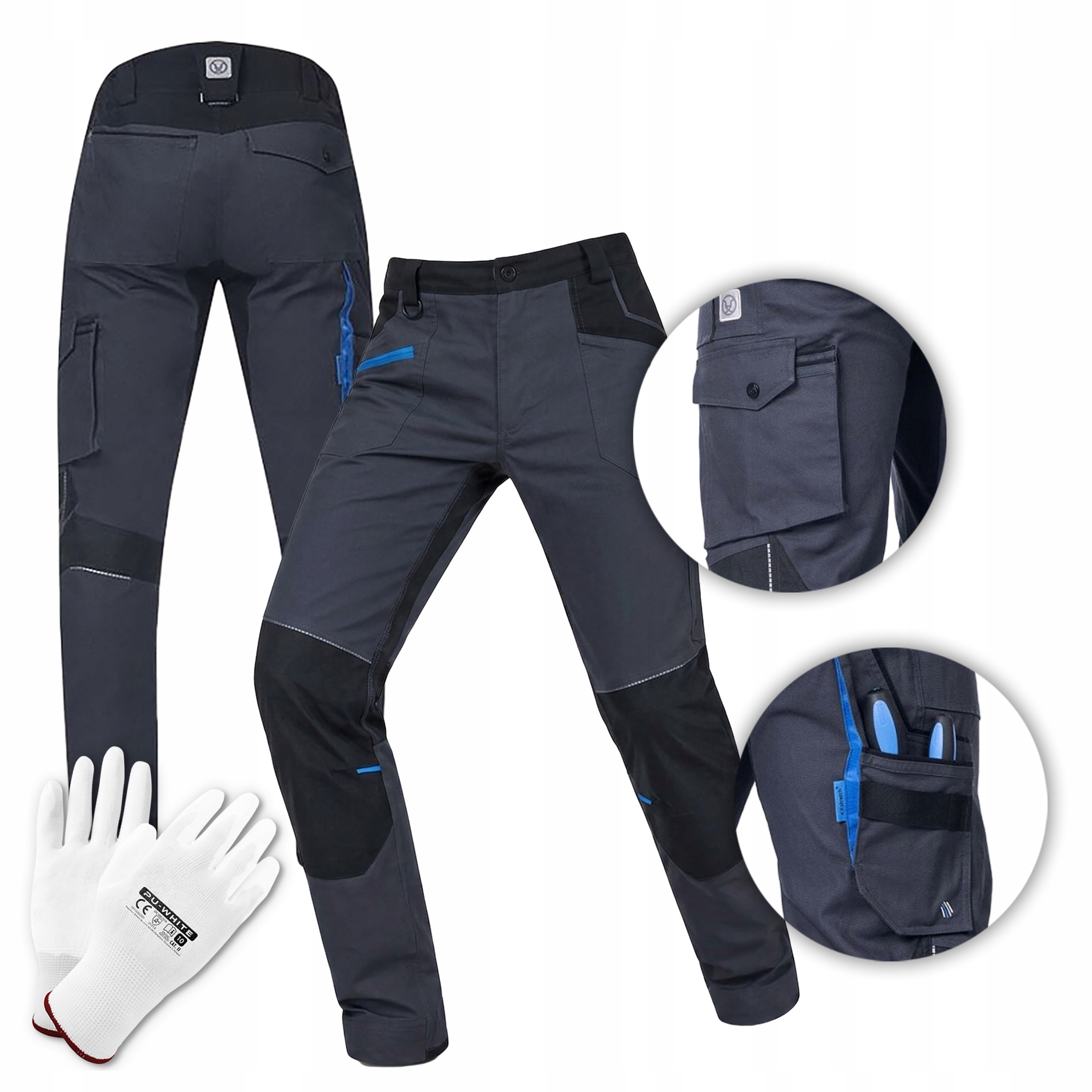 Pánské pracovní kalhoty do pasu Bozp Šedé Elastické Slim Ardon 4Xstretch 64