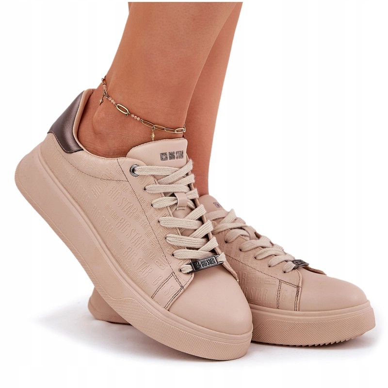 Dámské Eko Kožené Tenisky S Logem Big Star RR274259 Béžové 37