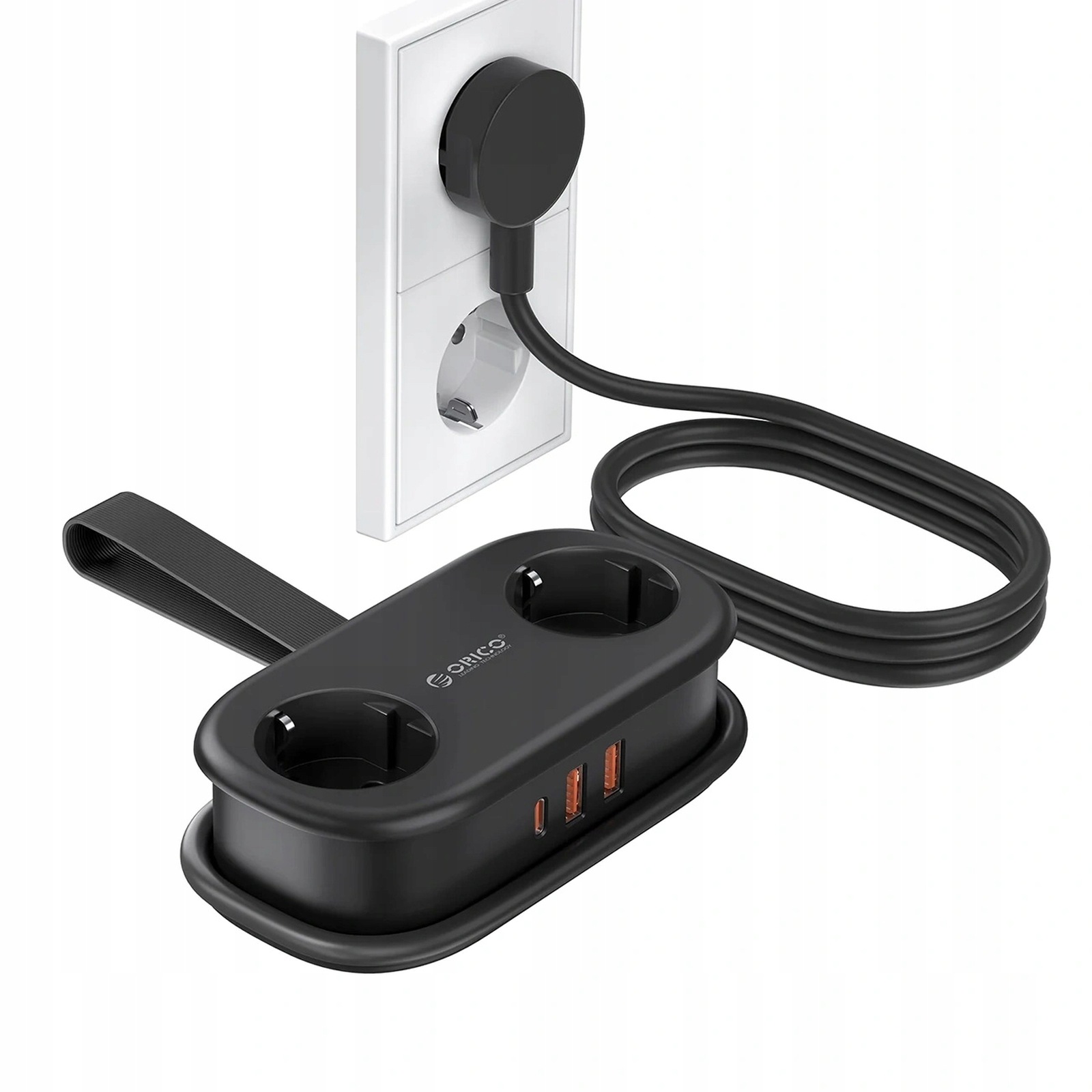 Zásuvková lišta 5v1 Ac Usb-a Usb-c GaN 20W černá