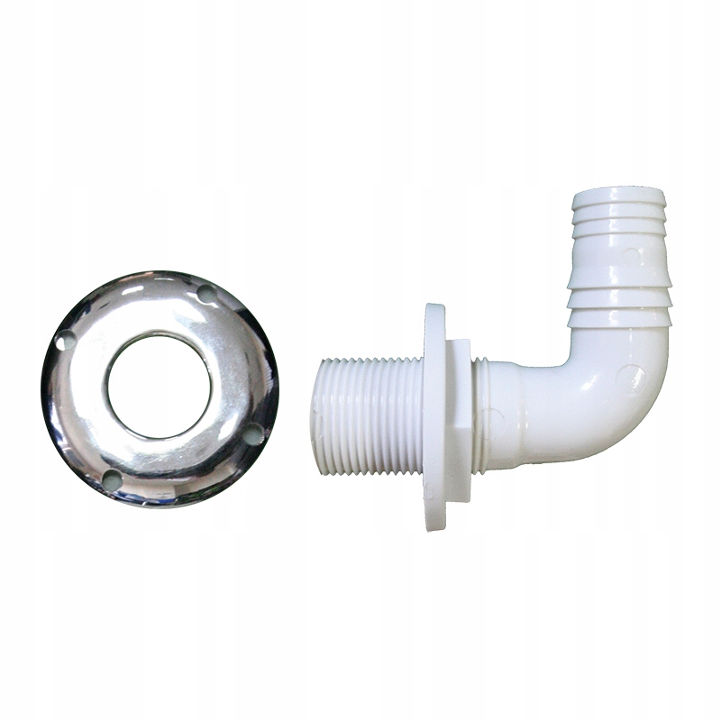 Odpływ chromowany kątowy Pcv 1" na wąż 25mm