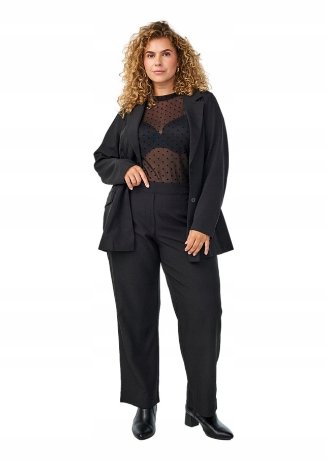 Zizzi Klasické Černé Kalhoty S Rovnými Nohavicemi 042D 52