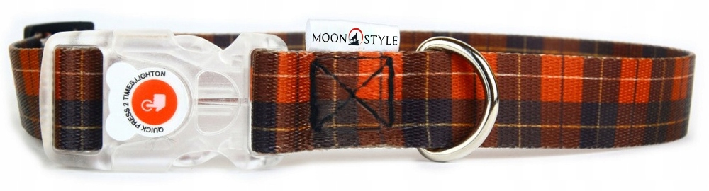 Levně Moon Style Obojek s Led přezkou Skotská mřížka 25mm