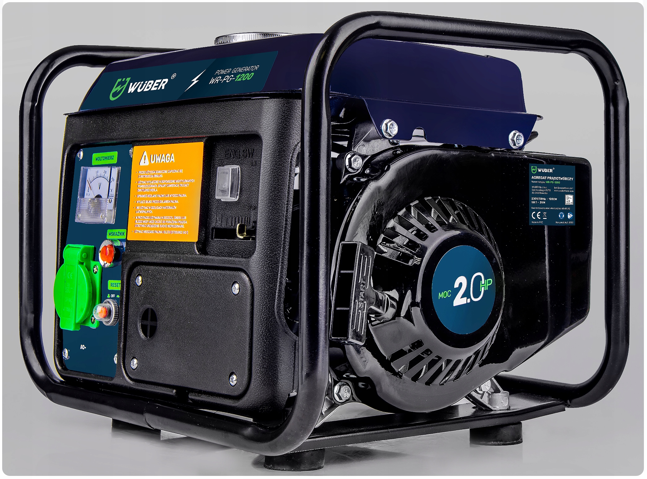 AGREGAT PRĄDOTWÓRCZY 2-SUW GENERATOR PRĄDU 1200 W Maksymalna moc 1200 W