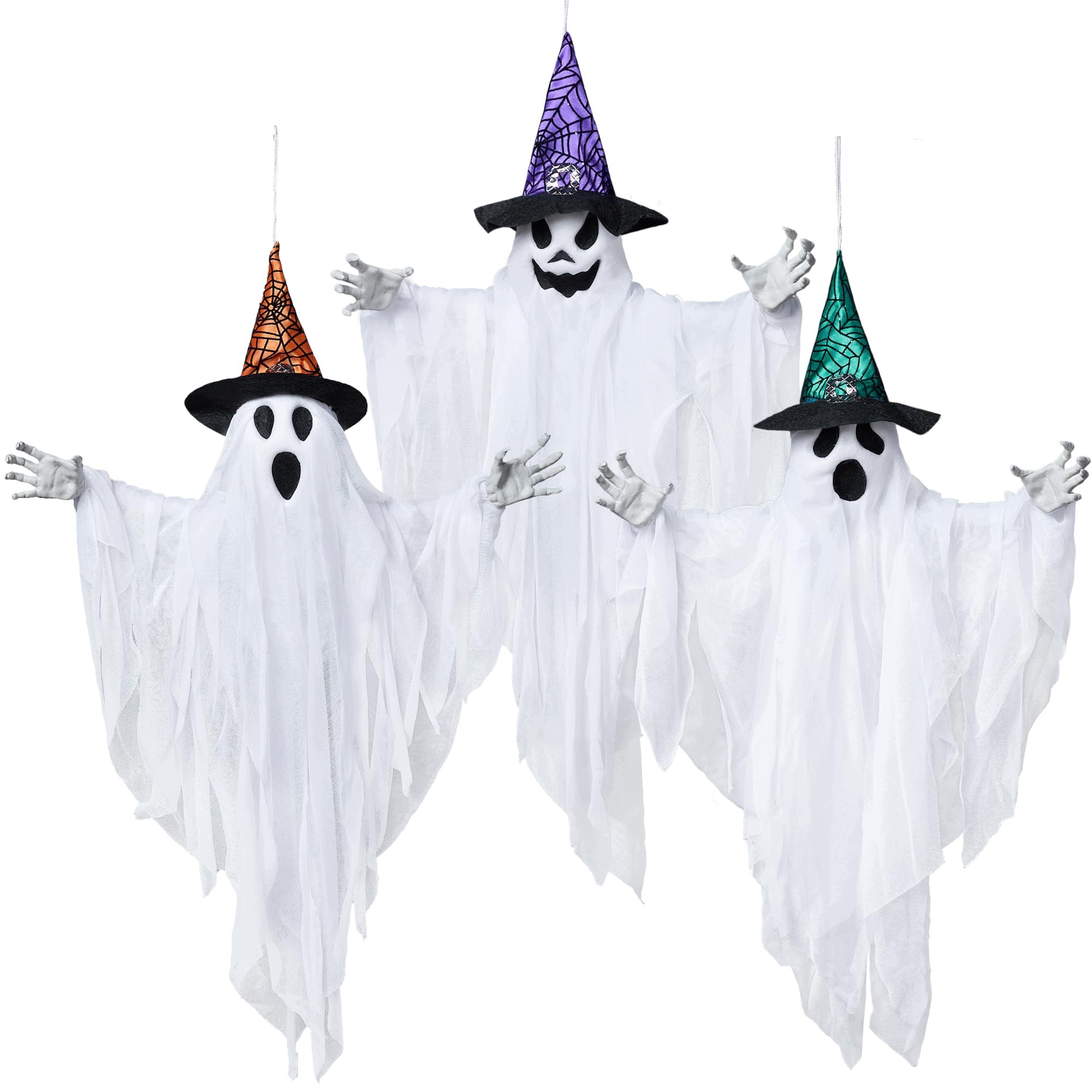 Halloweenští Duchové Visící 3 Ks 63 CM Klobouky Nastavitelná Ramena