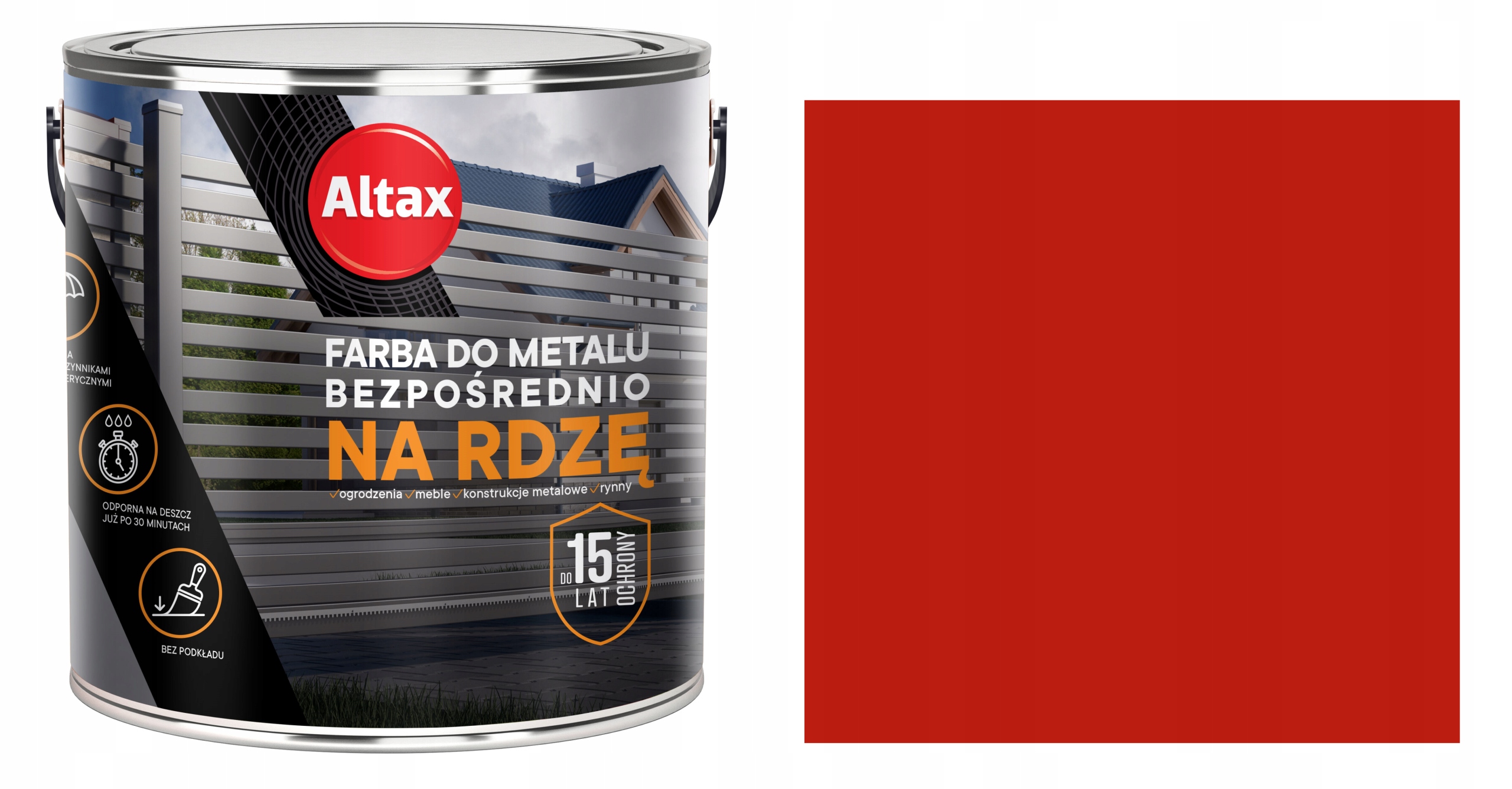Altax Barva Na Kov Přímo Proti Rzi 2,5 L Červený Lesklý RAL3020