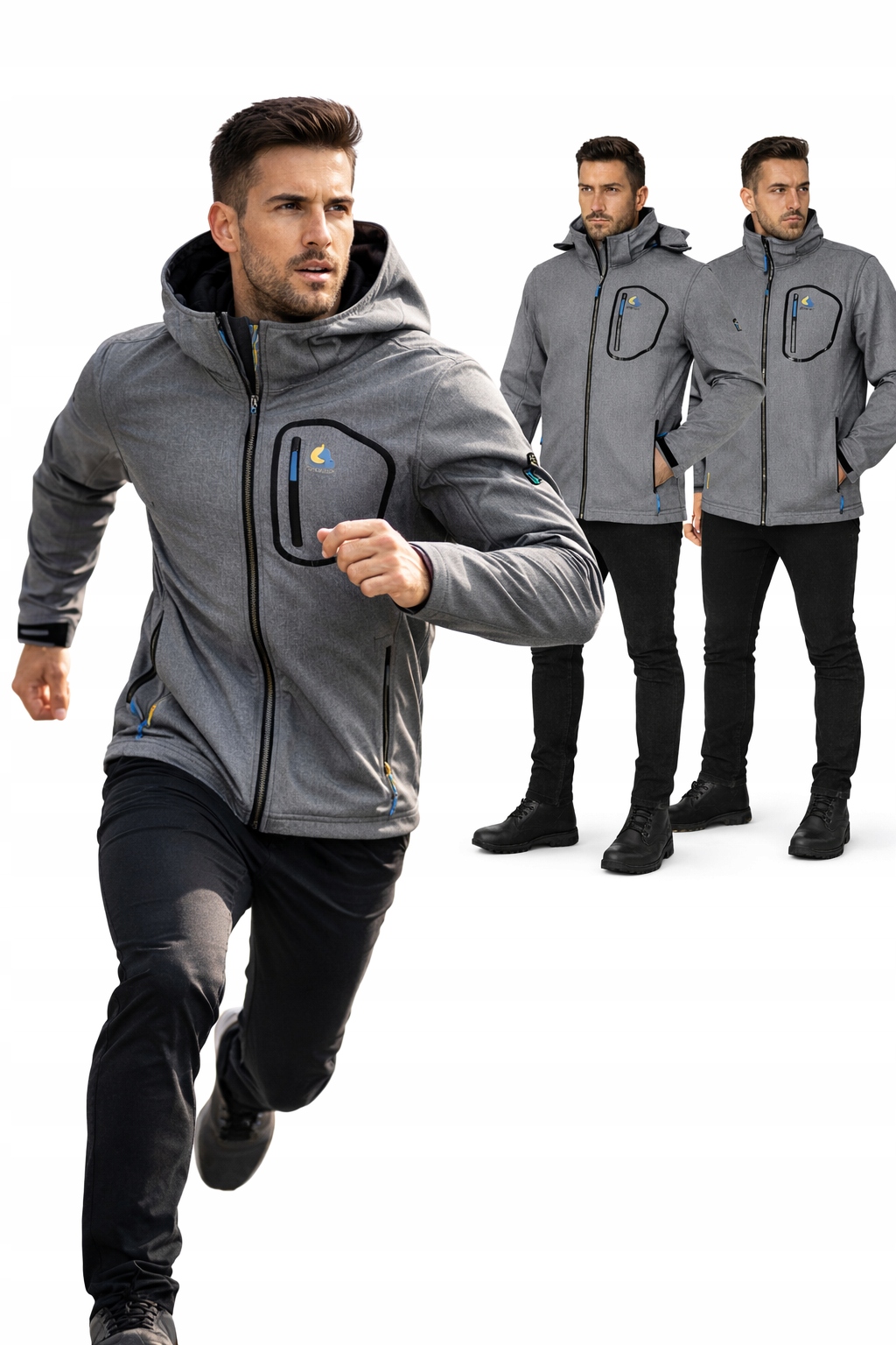 Pánská Softshellová Jarní Bunda 5000 Přechodová Kapuce Popelavá vel L