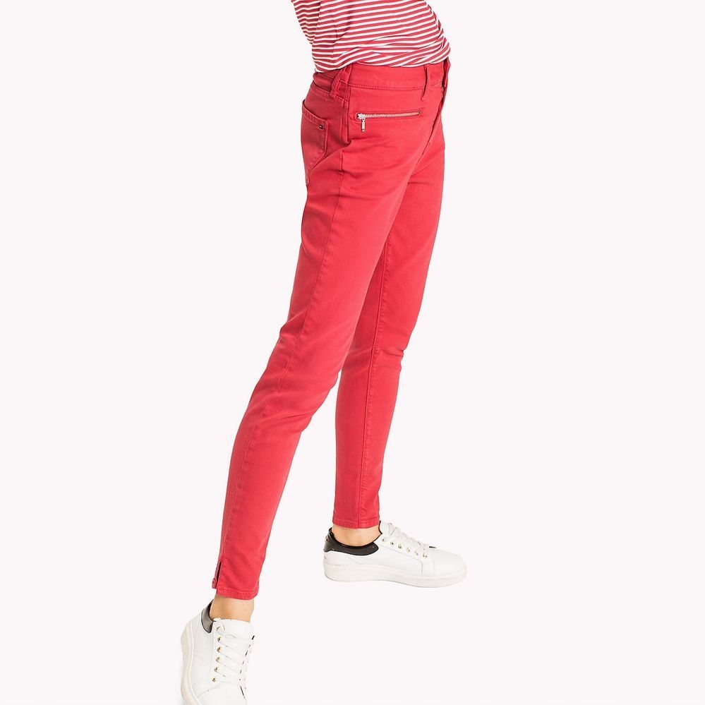 Tommy Hilfiger Červené Džíny S Zipy (31)