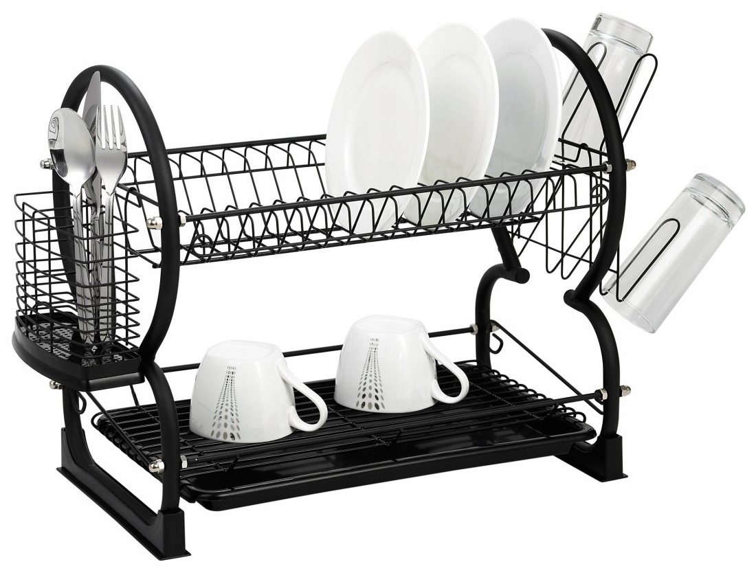 SUSZARKA DO NACZYŃ dwupoziomowa CZARNA OMEGA