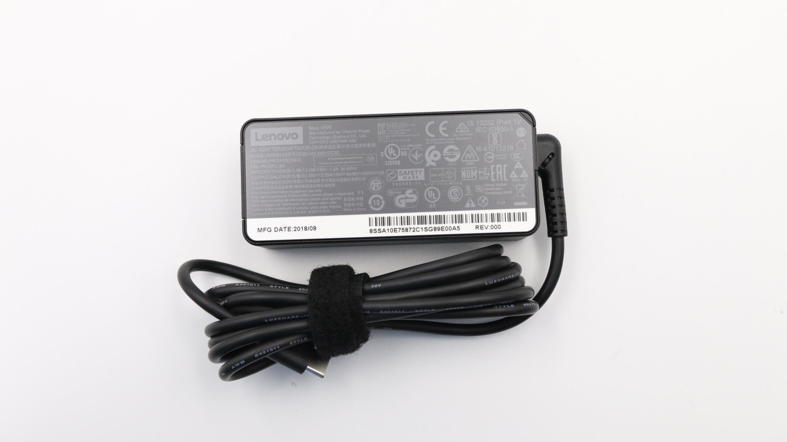 Lenovo PD,45W,20/15/9/5V,3P,WW,CHY, FRU02DL104